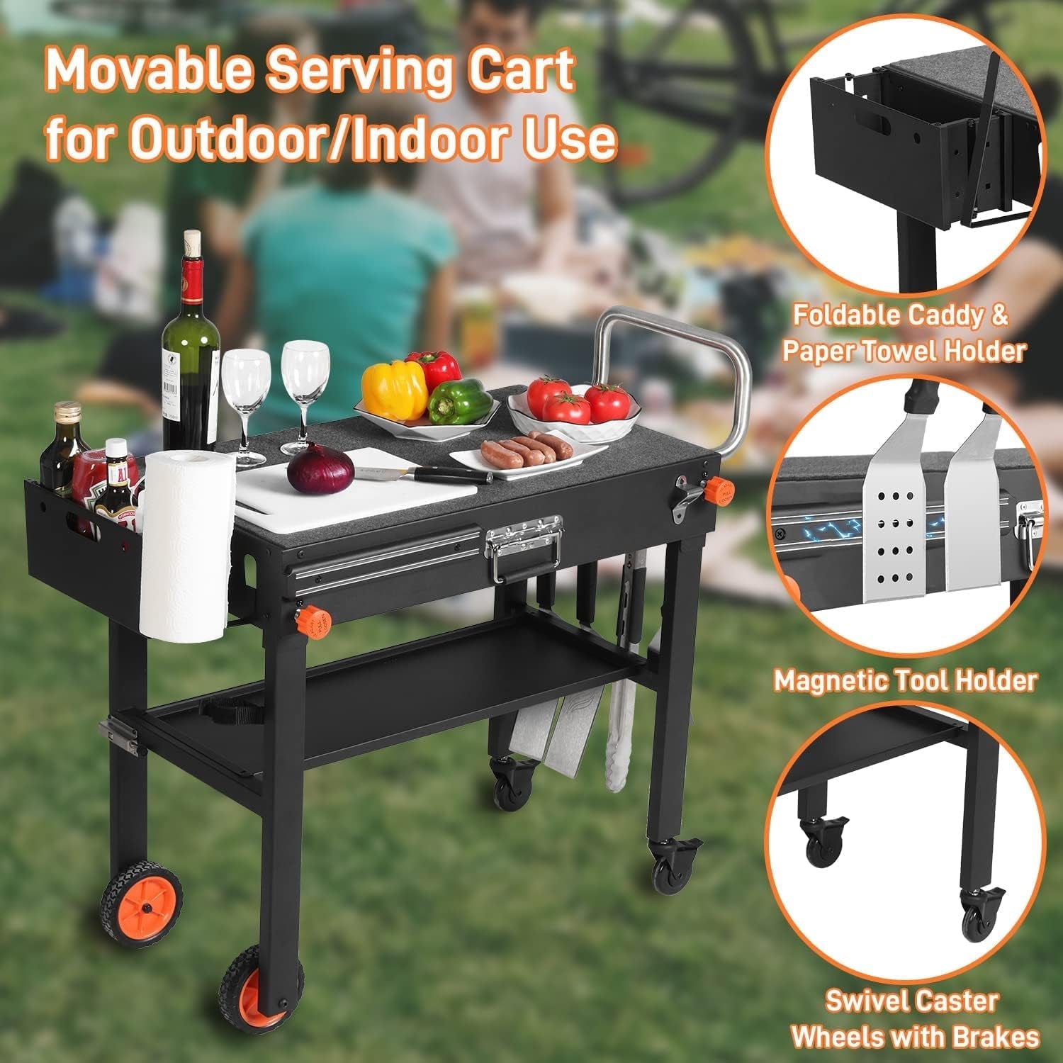 Outdoor Grill Table - Grill Cart Solid and Sturdy. Blackstone Griddle Stand for 17/22 Griddle. Ninja Grill Stand Large Space. Pizza Oven Stand with Paper Towel Holder. for Tailgating. Camping. RV - Image 5