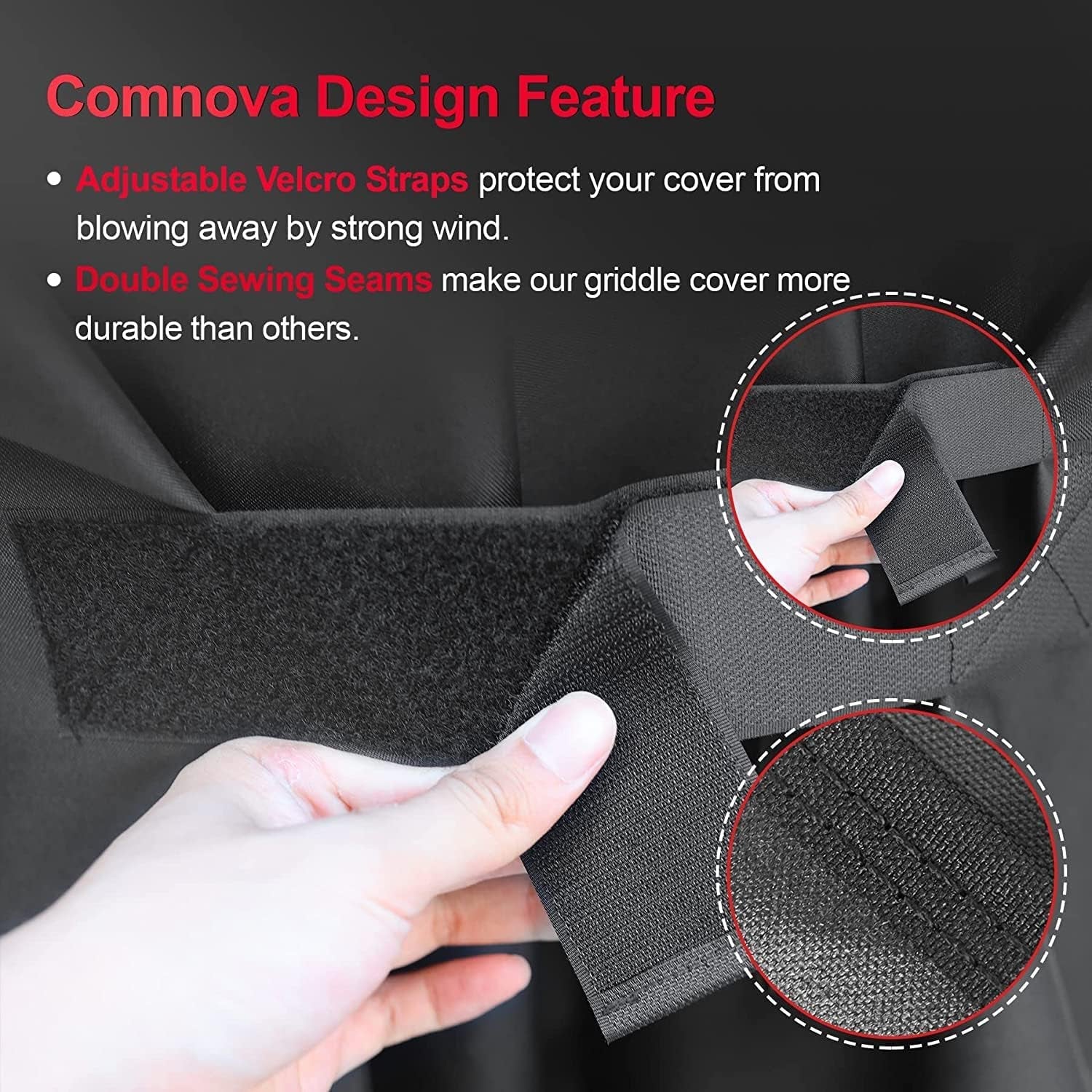 Comnova Grill Cover 82 Inch - 600D BBQ Cover for Outdoor Grill Heavy Duty and Waterproof. Large Barbecue Gas Grill Covers for Weber. Char-Broil. Nexgrill. Monument. Dyna-Glo. Brinkmann and More - Image 6