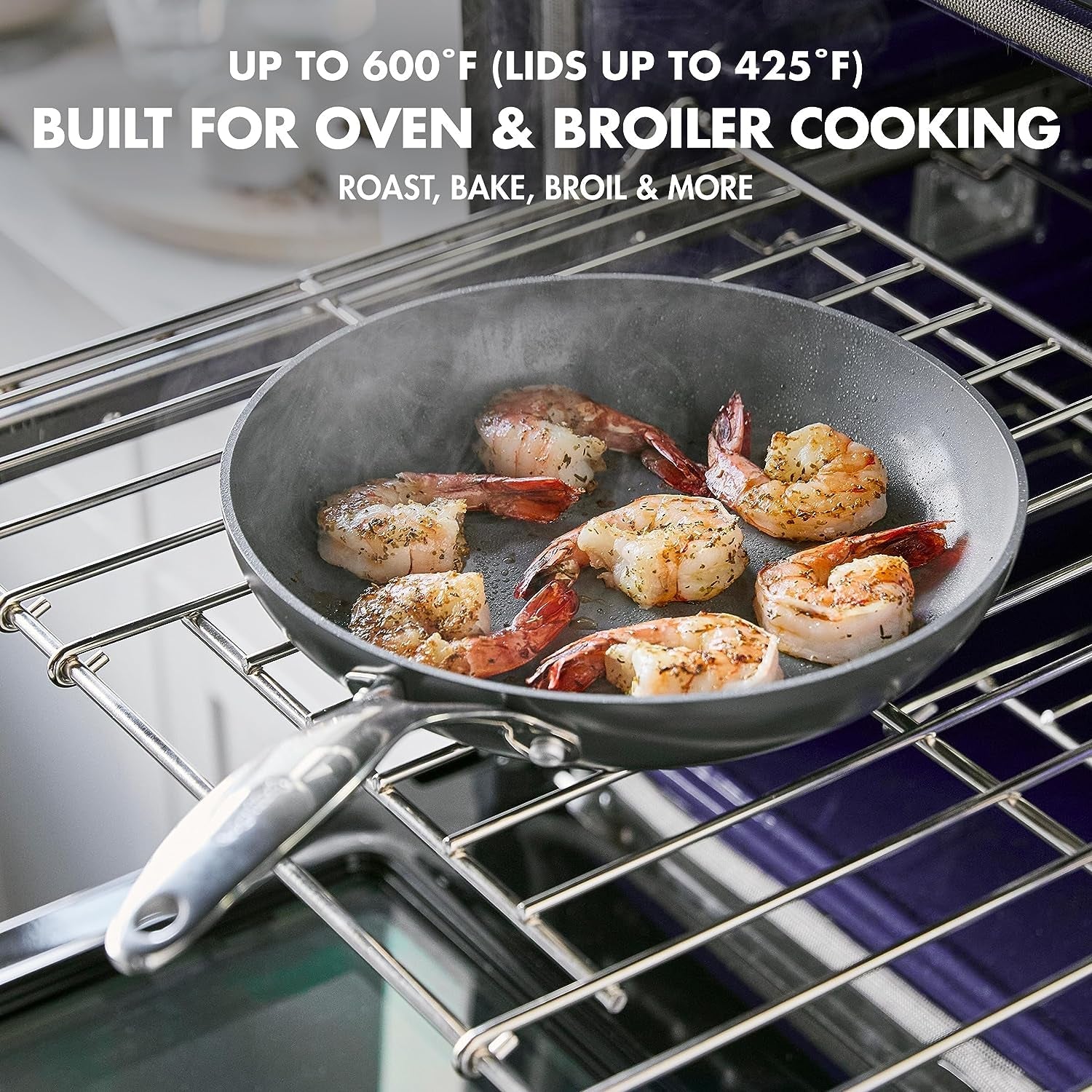 Valencia Pro Hard Anodized Healthy Ceramic Nonstick 22 Piece Cookware Pots & Pans Set. Fry Grill. Griddle. Saute & Sauce Pans. Stockpot.Lids. Pfas-Free. Induction. Dishwasher & Oven Safe.Gray - Image 8