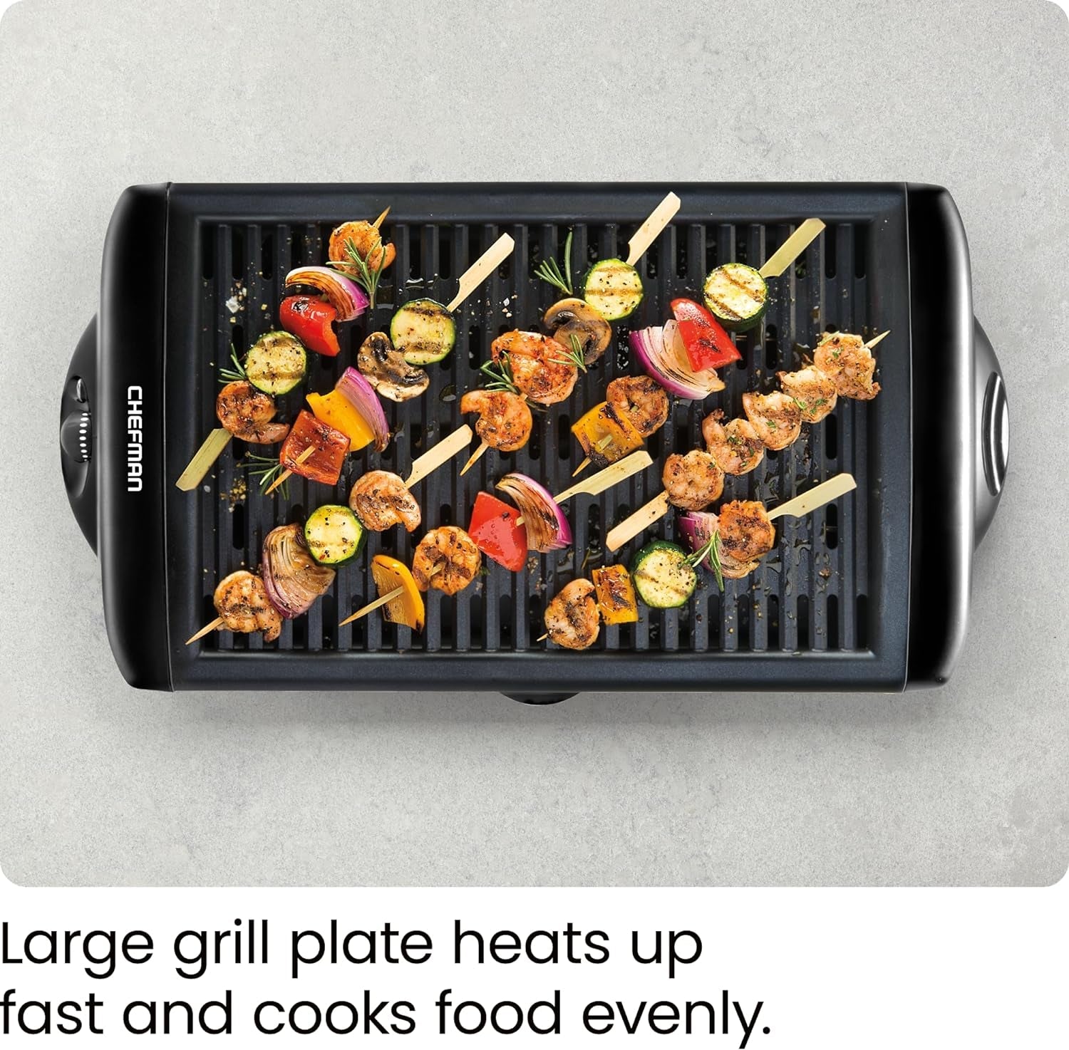 Chefman Electric Smokeless Indoor Grill W/ Non-Stick Cooking Surface & Adjustable Temperature Knob from Warm to Sear for Customized Bbqing. Dishwasher Safe Removable Water Tray. Black - Image 5
