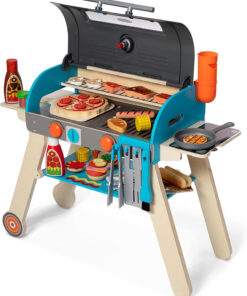Melissa & Doug Wooden Deluxe Barbecue Grill. Smoker and Pizza Oven Play Food Toy for Pretend Play Cooking for Kids