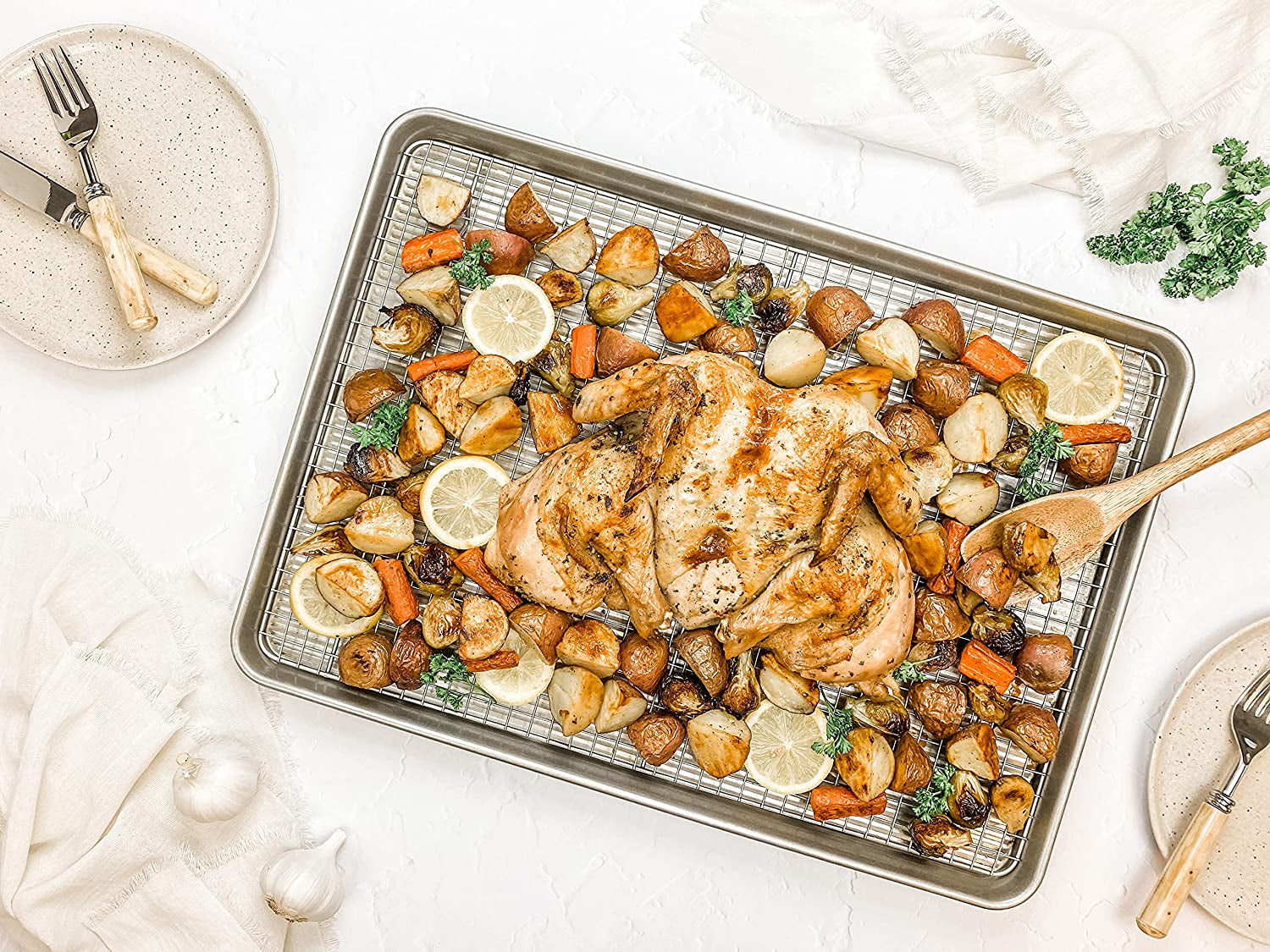 USA Pan Bakeware Half Sheet Baking Pan and Bakeable Nonstick and Cooling Rack Set. Metal - Image 7