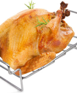 Kamaster Rib Rack and Roast Racks for Smoking and Grilling Fit Large and Xlarge Big Green Egg.Stainless Steel Dual-Purpose Turkey Rack
