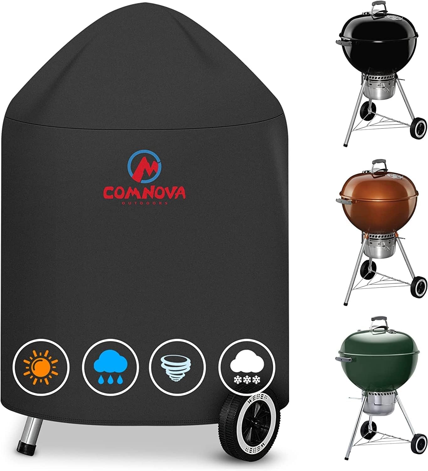 Comnova Charcoal Kettle Grill Cover - 600D BBQ Cover for Weber 22 Inch Charcoal Grill. Heavy Duty & Waterproof Covers for Weber 22 Inch Master Touch Charcoal Grill. Original Kettle Grill and More - Image 8