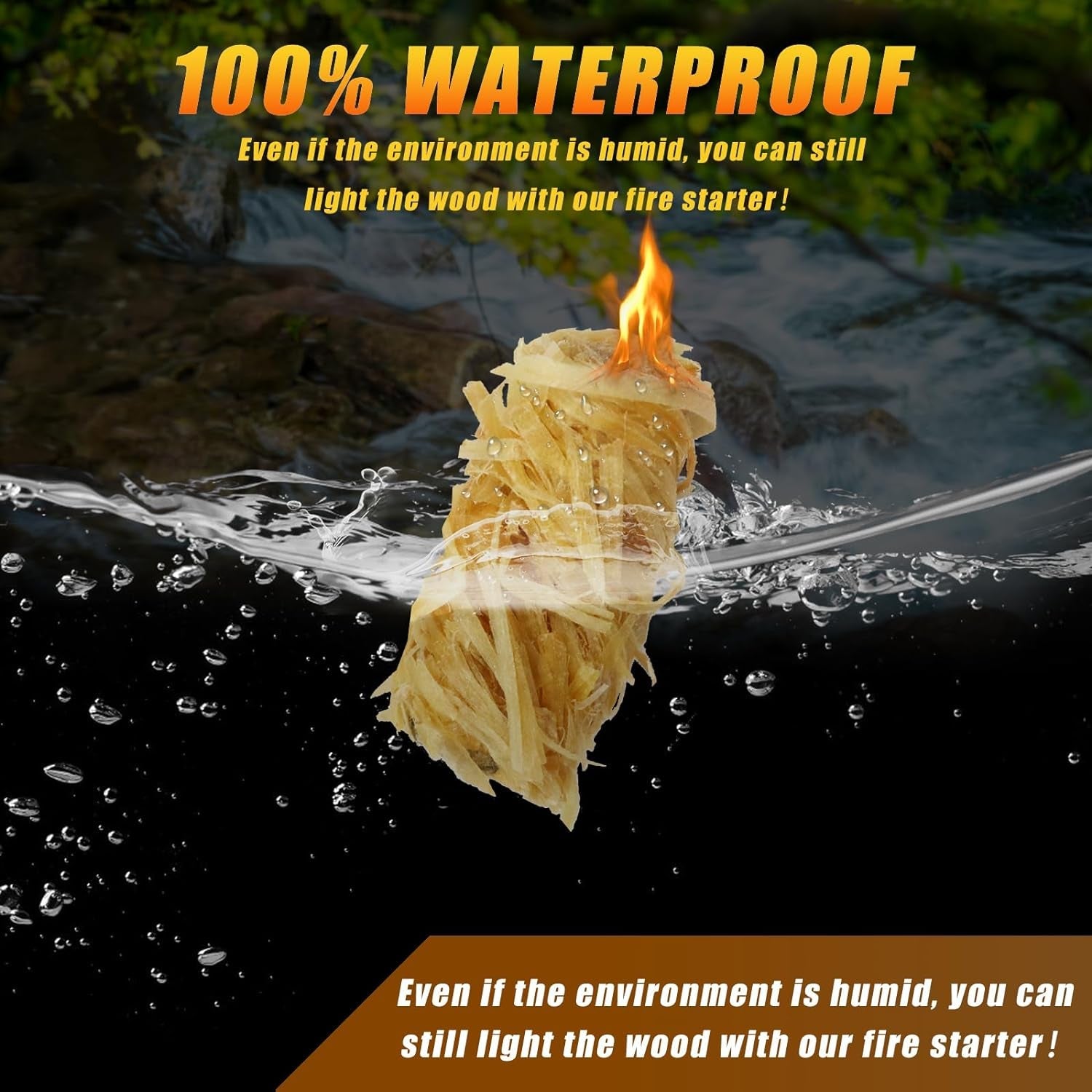 Fire Starter Indoor/Outdoor-10+ Min Burn | Waterproof Windproof Non-Toxic | Perfect for Camping Grilling Fireplaces | 50Pcs Firelights - Image 4