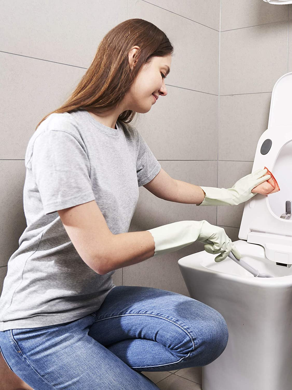 LANON 3 Pairs Wahoo Skin-Friendly Cleaning Gloves. Dishwashing Kitchen Gloves with Cotton Flocked Liner. Reusable. Non-Slip. Canary Green. Medium - Image 5