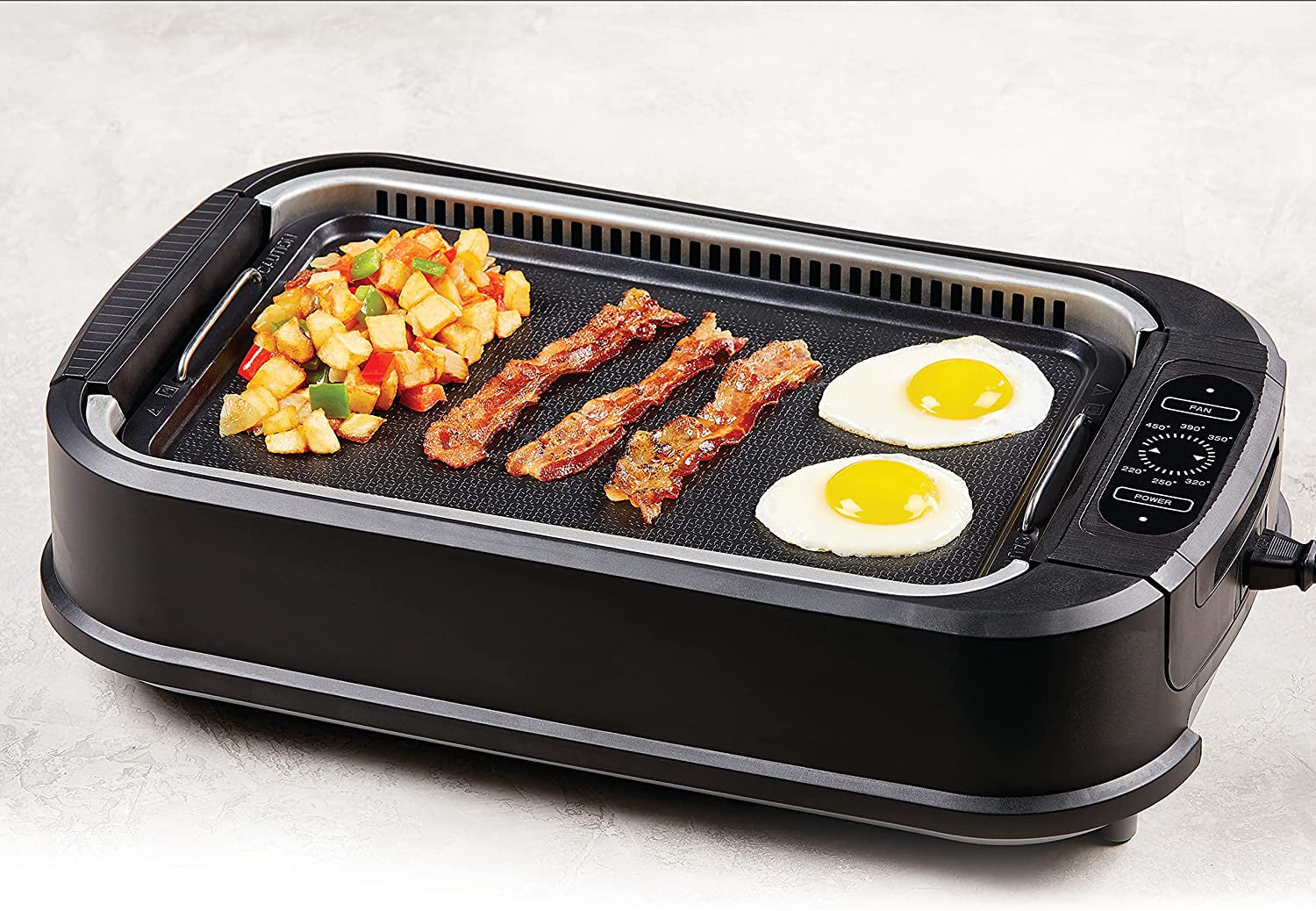 Power XL Smokeless Electric Indoor Removable Grill and Griddle Plates. Nonstick Cooking Surfaces. Glass Lid. 1500 Watt. 21X 15.4X 8.1. Black - Image 10