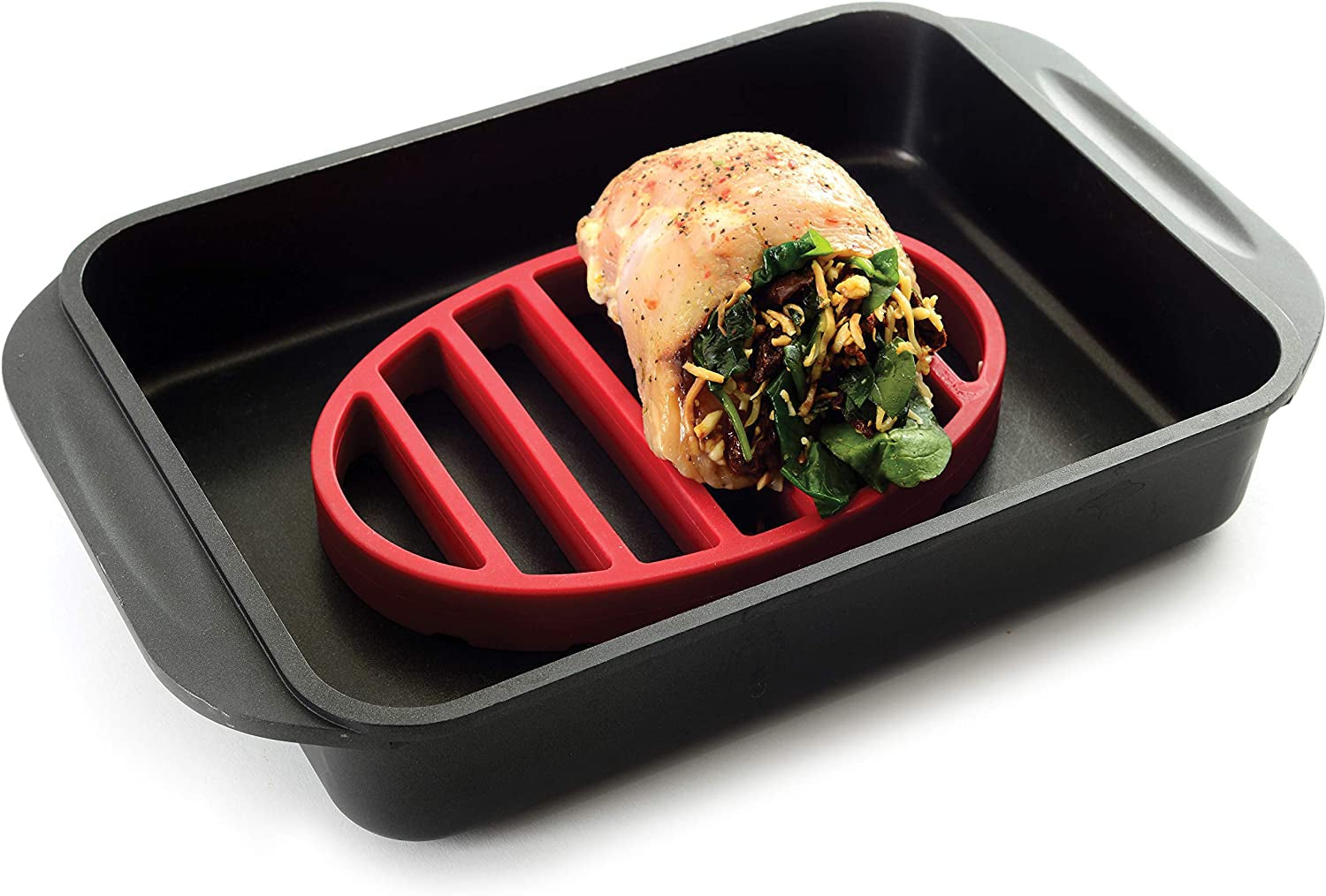 Norpro 405 Oval Silicone Roast Rack. Red 9X6 - Image 4