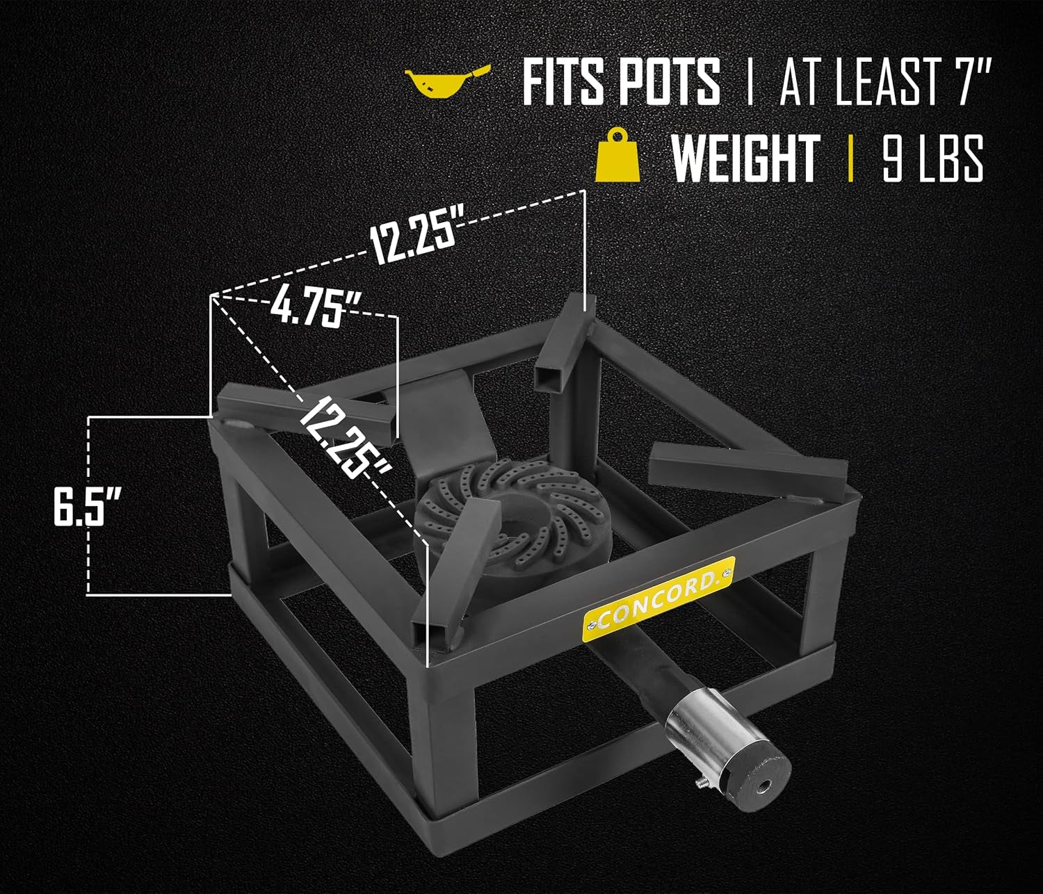 CONCORD 12 the BLOCK BURNER Single Propane Outdoor Burner. 100.000 BTU Great for Home Brewing. Camping. Tailgating. and More! - Image 2