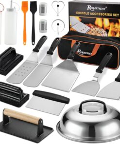 ROMANTICIST 19PCS Griddle Accessories Set - Flat Top Teppanyaki Spatula Set with Scraper. Basting Cover for Camp Chef- Home Cooking Griddle and Outdoor BBQ Gifts for Christmas