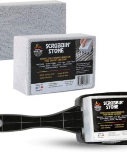 Better Grillin Scrubbin Stone Grill Cleaner Handle-Protect Hands & Nails When Scouring Grill with Three Scrubbin Stone