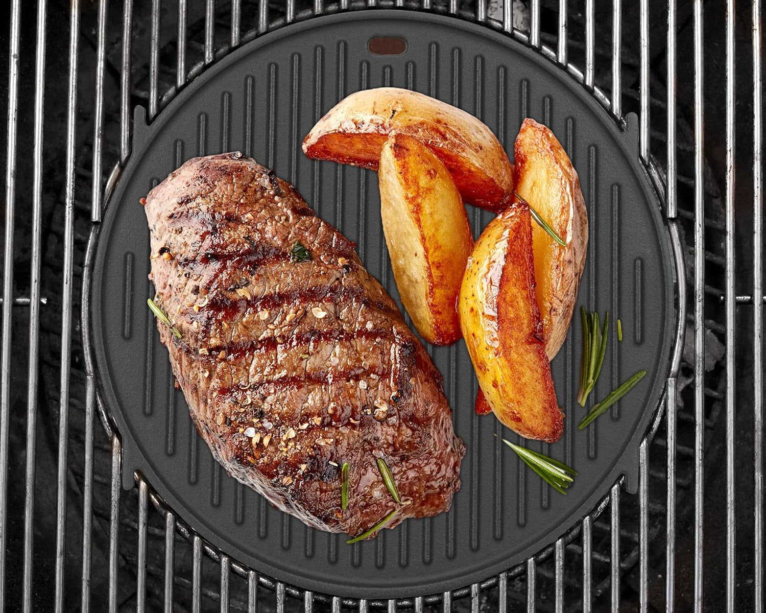 8834 Cast Iron Griddle for Weber Gourmet BBQ System Sear Grate. Griddle for 22-Inch Weber Kettle Premium/Charcoal Grill 22 Smokers. for Kettle Charcoal Grill Grate 22 Inch Diameter 12 - Image 6