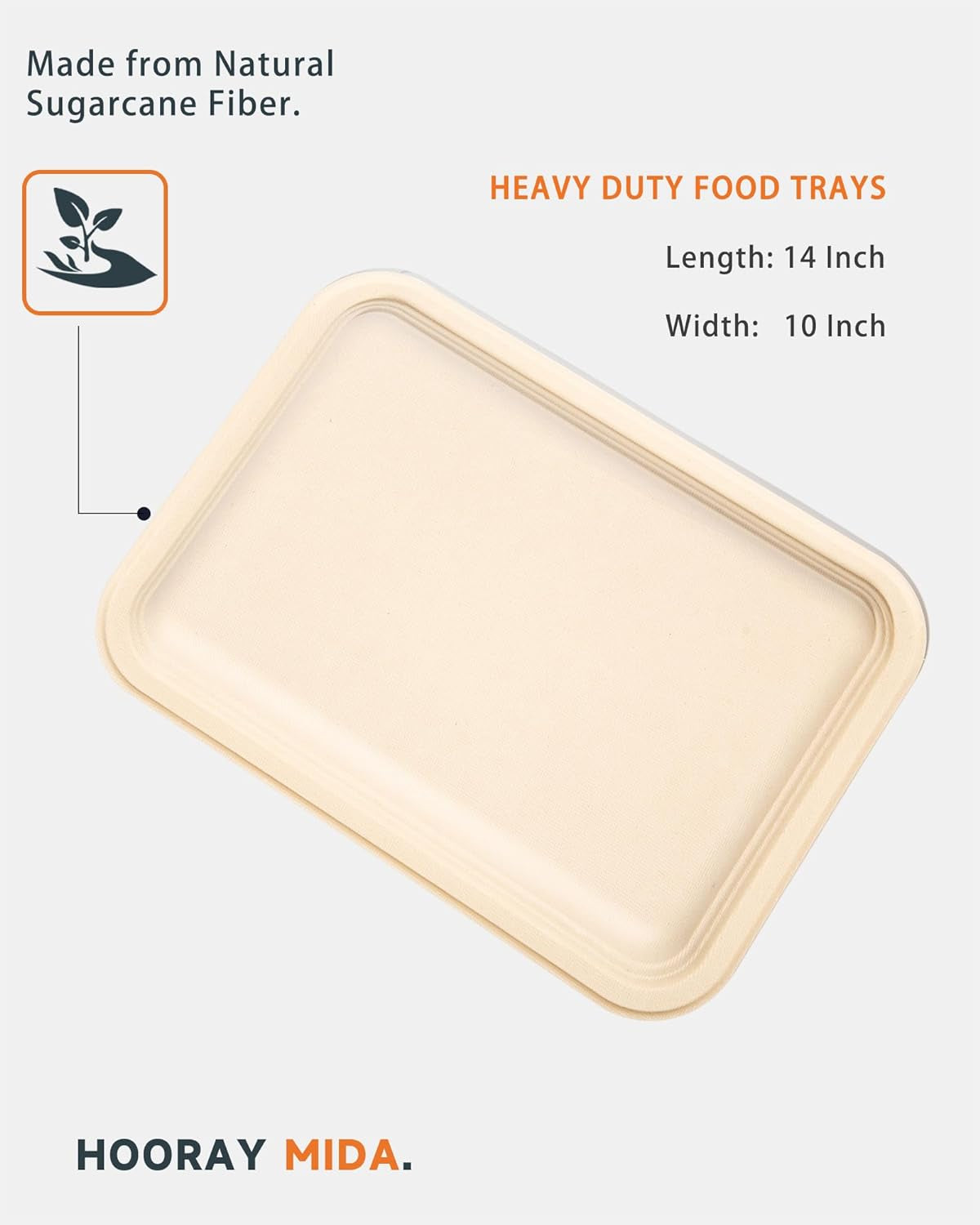 50 Pack 14 Inch Disposable Food Trays. 100% Compostable Heavy-Duty Food Serving Trays. Extra Large Paper Platter Trays for Crawfish Seafood BBQ Party and Holiday Feast - Image 2