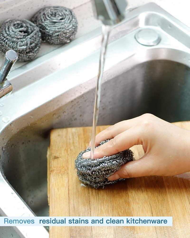 12Pcs Scourer Steel Wool Scrubber - Steel Wool for Cleaning Dishes Pans Pots Ovens Grills Stainless Steel Scrubber for Kitchen Sinks Cleaning Steel Wool Pads Metal Scrubber 12 Pack - Image 7