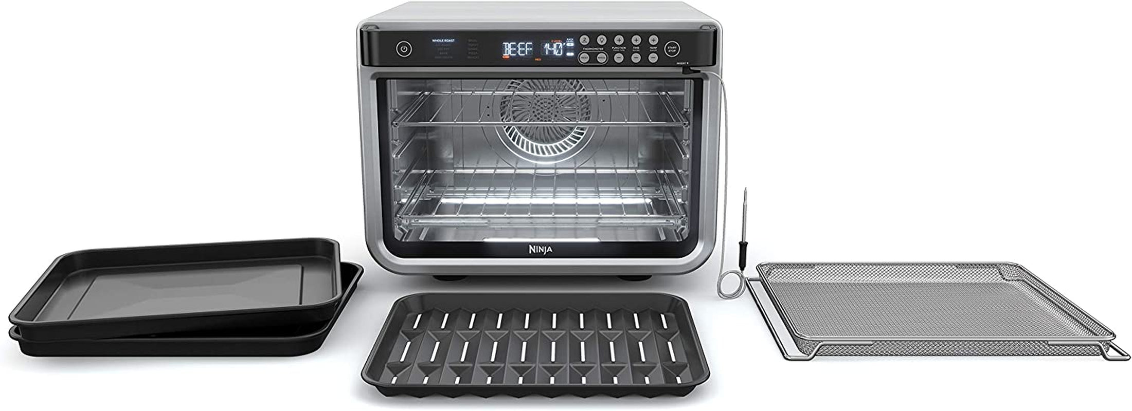 DT251 Foodi 10-In-1 Smart XL Air Fry Oven. Bake. Broil. Toast. Roast. Digital Toaster. Thermometer. True Surround Convection up to 450°F. Includes 6 Trays & Recipe Guide. Silver - Image 12