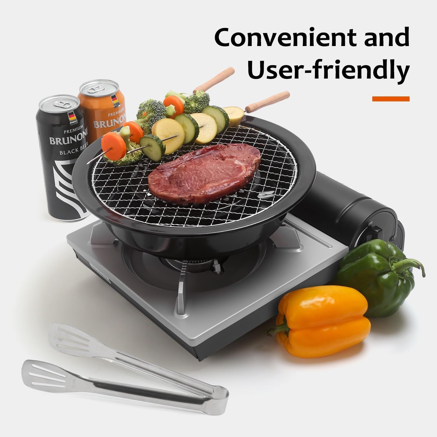 Korean Cookware Aburi Stove Top Grill Pan. Black. Korean BBQ Grill Plate Complete with a Built-In Water Pan Free 304 Stainless Steel Barbecue Tongs (Japan Import) - Image 6