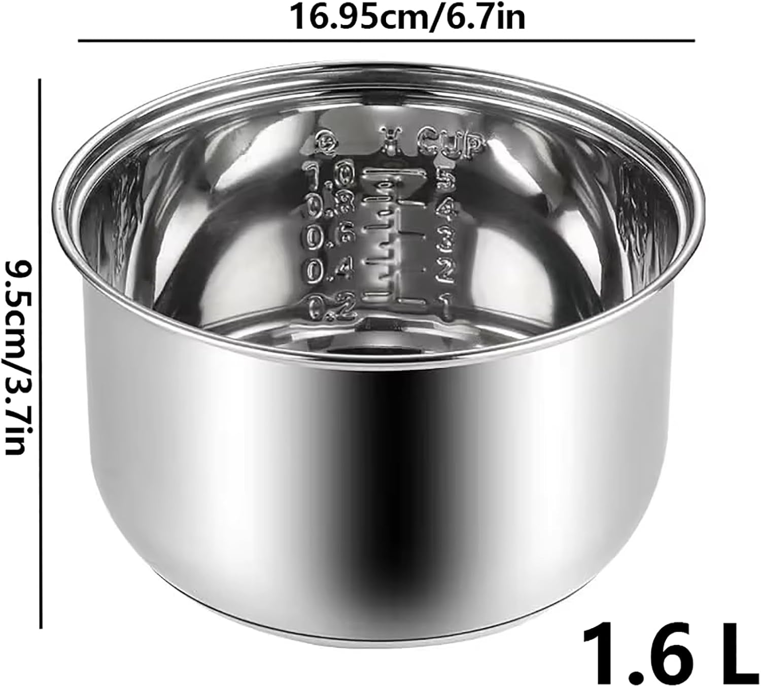 Stainless Steel Rice Cooker Inner Pot – Non‑Stick Replacement. Universal Fit. Even Heating. 1.6L - Image 2