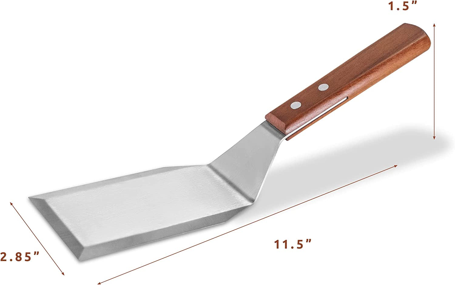 Bellemain Stainless Steel Spatula | Heavy Duty Spatula Turner with Beveled Edges & Hardwood Handle | Large Metal Spatula for Cast Iron Skillet. Flat Top Grill | Griddle Scraper | Hamburger Spatula - Image 3