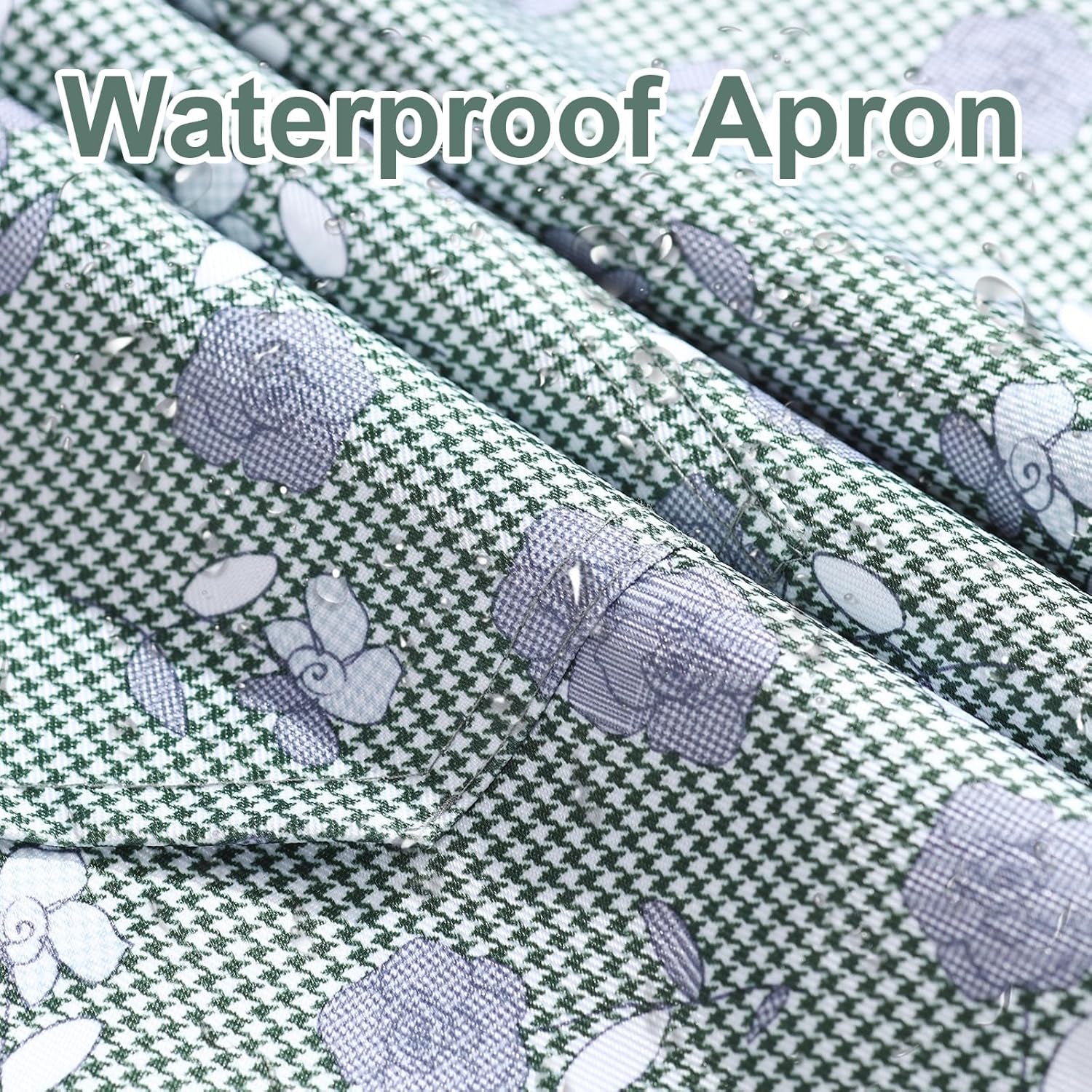 Apron for Women with Pockets. 3 Pcs Waterproof Floral Apron with Adjustable Neck Strap for Cooking. Baking. Gardening. Art Craft - Image 3