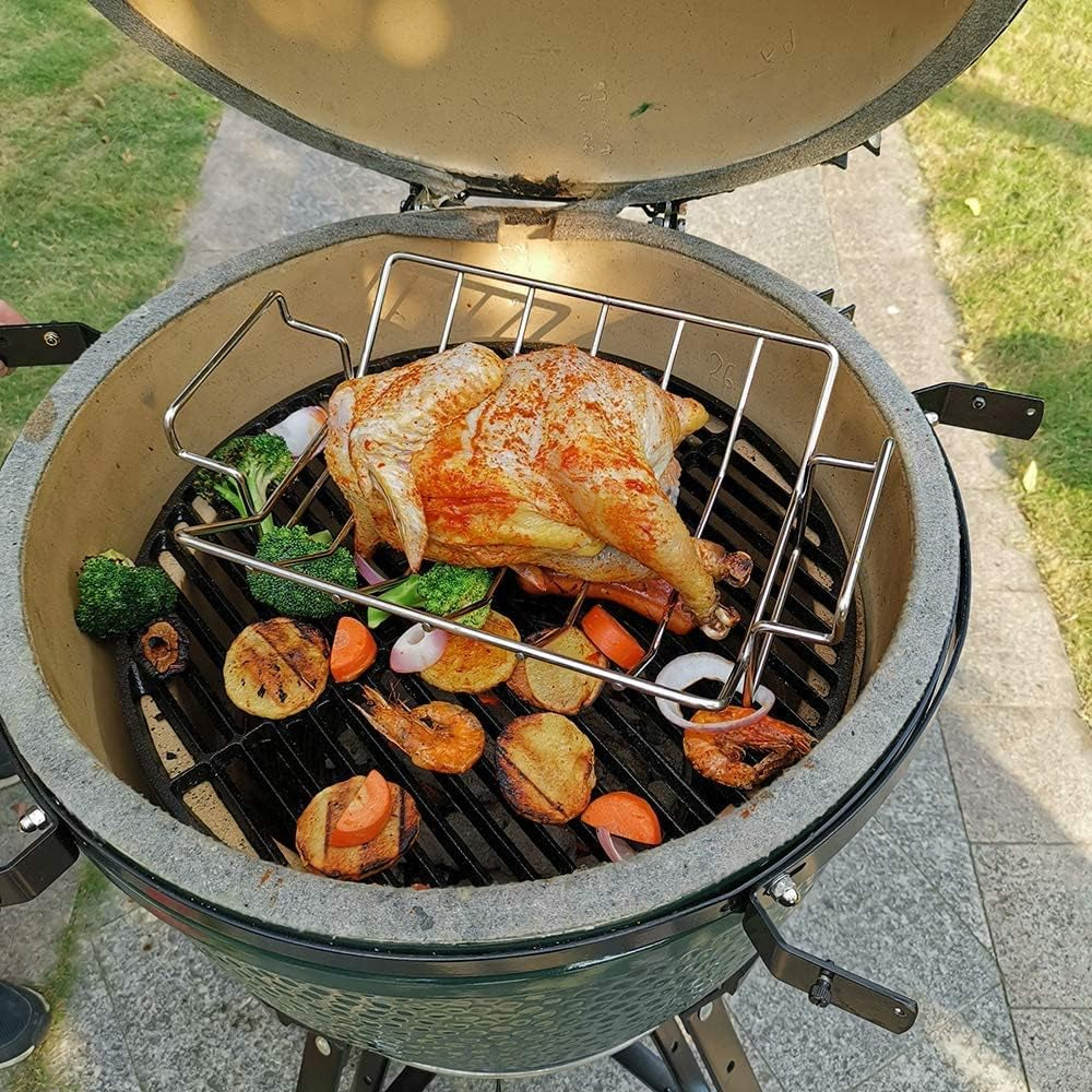 Turkey Roasting Rack Rib Rack for Big Green Egg - Stainless Steel Dual-Purpose Rib Racks for Smoking. U-Shaped Turkey Racks for Roasting Pan. for Big Green Egg. Kamado Joe. Char-Griller Akorn Etc - Image 6