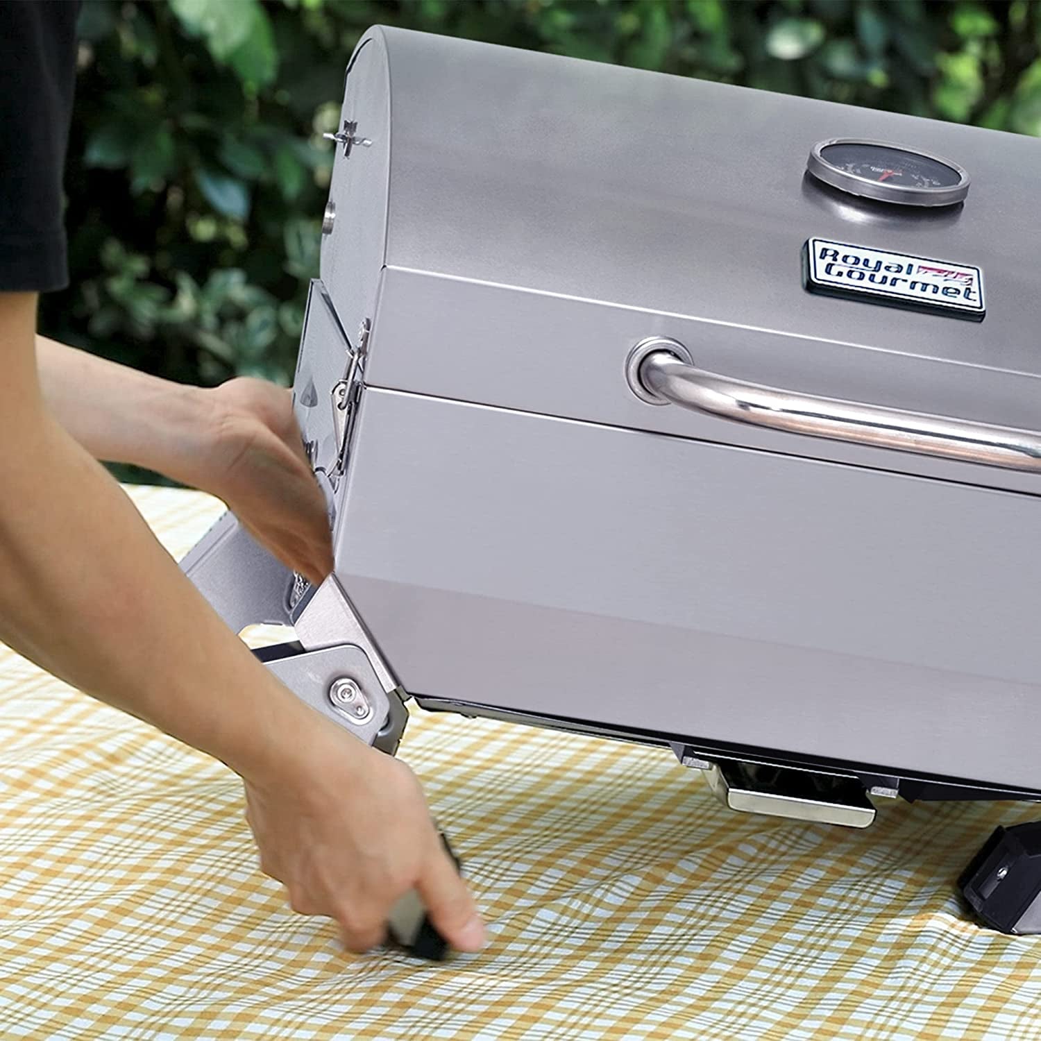 GT1001 Stainless Steel Portable Grill. 10000 BTU BBQ Tabletop Gas Grill with Folding Legs and Lockable Lid. Outdoor Camping. Deck and Tailgating. Silver - Image 12
