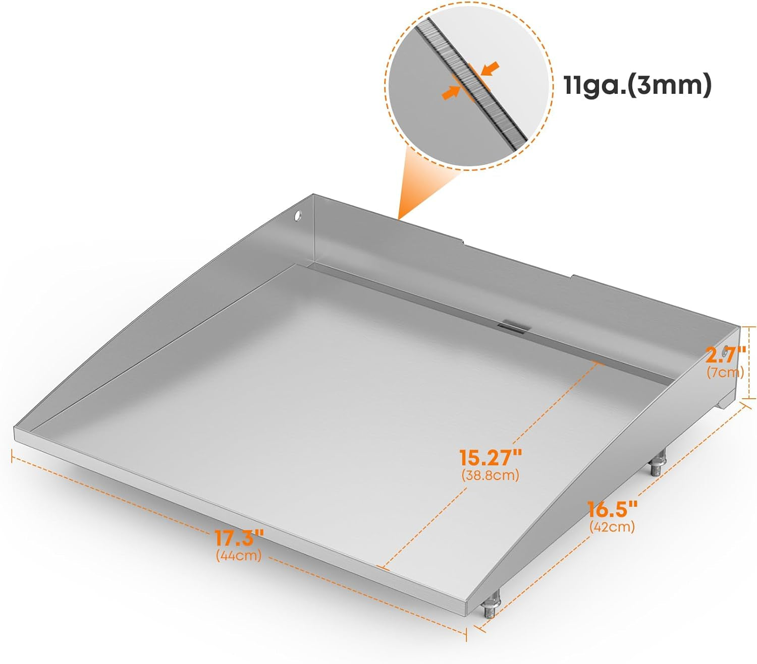 Stainless Steel Flat Top Griddle for Blackstone 17 Inch Tabletop Grill Station. Griddle Replacement Top with Rear Grease System - Image 2
