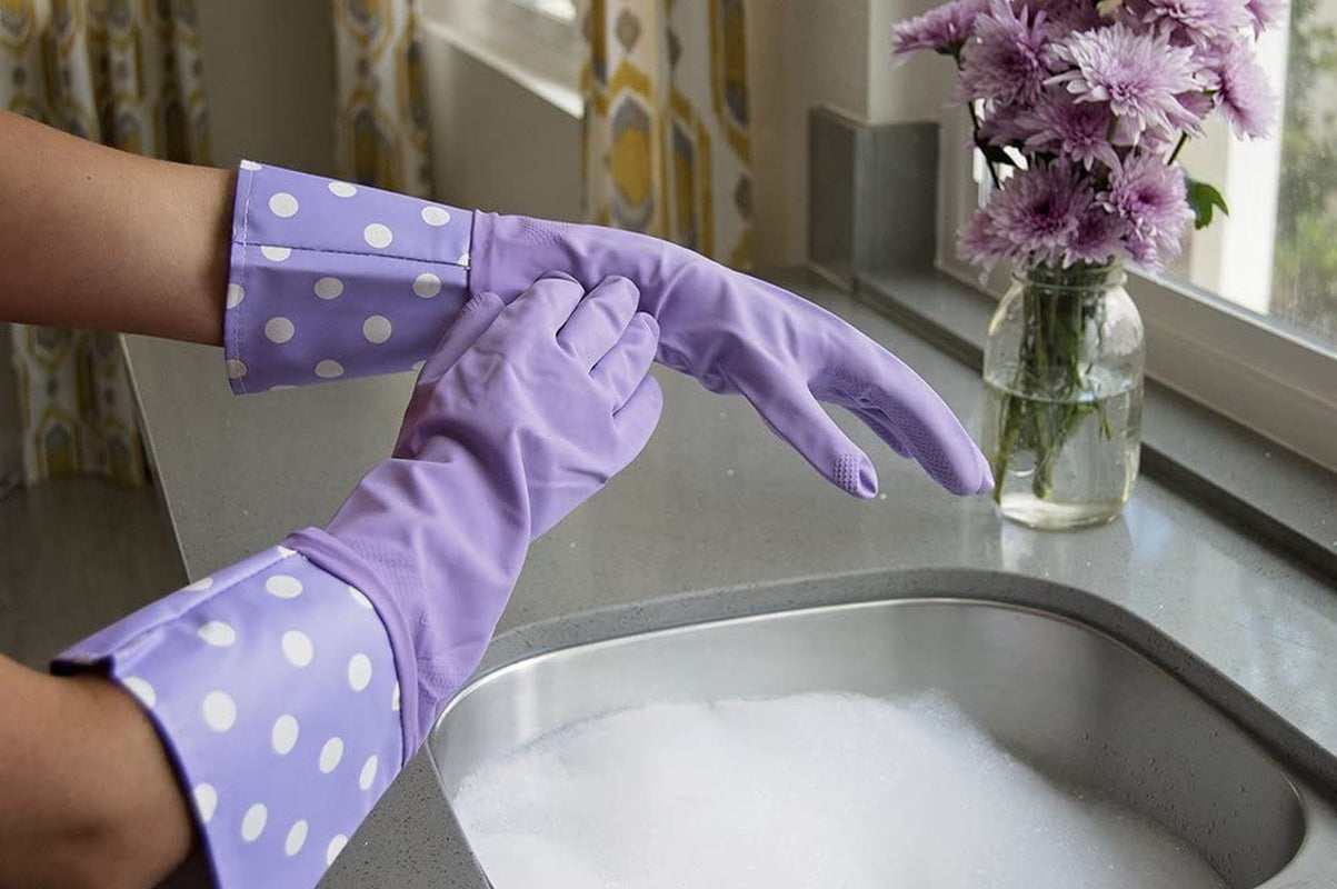 Glam Reusable Latex Dishwashing Gloves for Kitchen or Cleaning. One Size. Yellow. 3 Pairs - Image 7