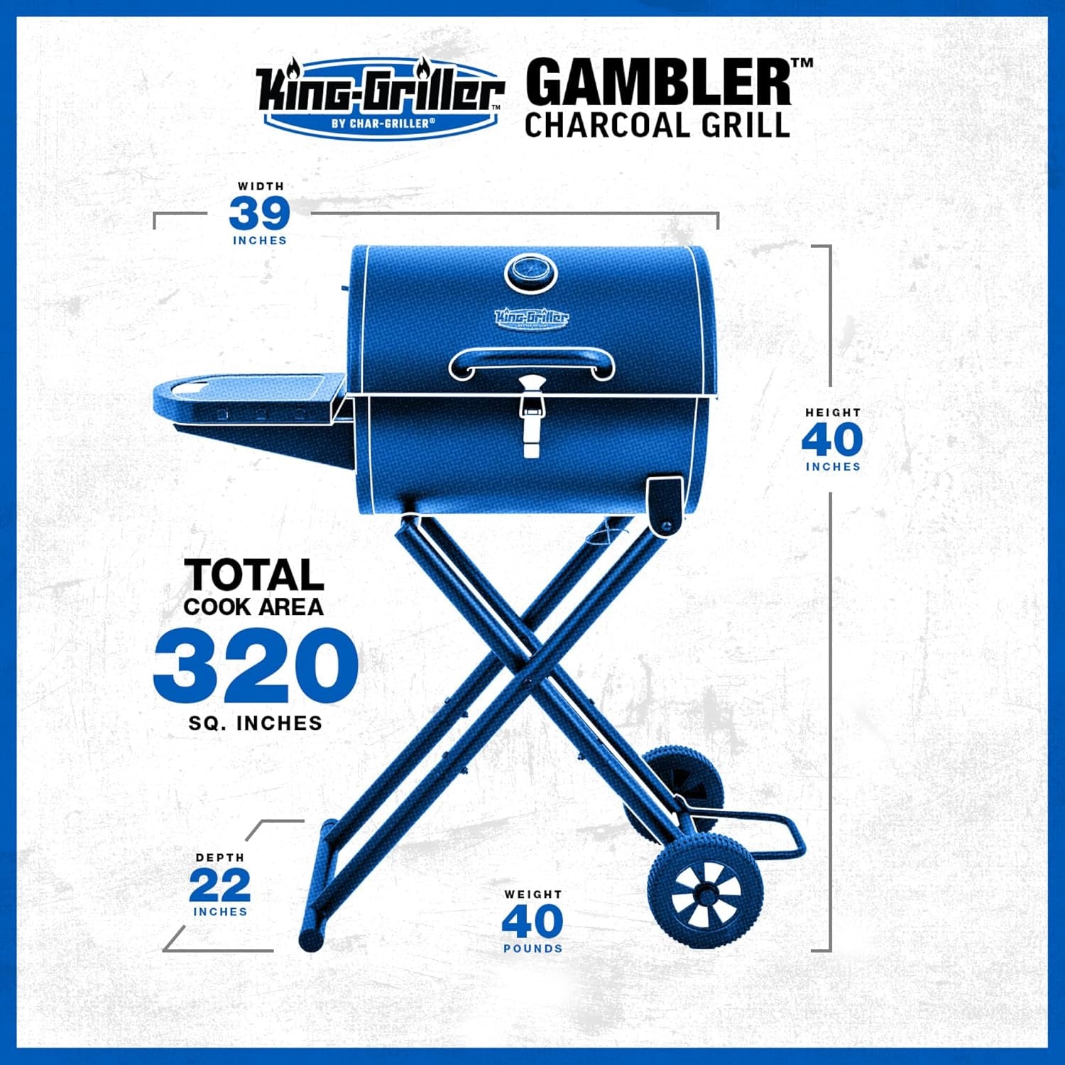 Char-Griller E1816 King-Griller Gambler Portable Charcoal Grill in Black - Image 14