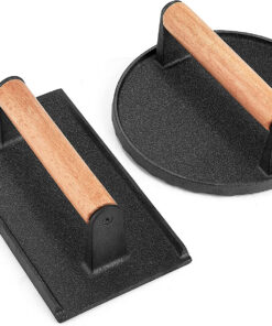 Leonyo 2Pcs Smash Burger Press. Bacon Press for Griddle. round Cast Iron Grill Press for Flat Top Grill. Rectangular Hamburger Smasher for Griddle. Food Meat Press for Steak. Sandwich. Nonstick Pan