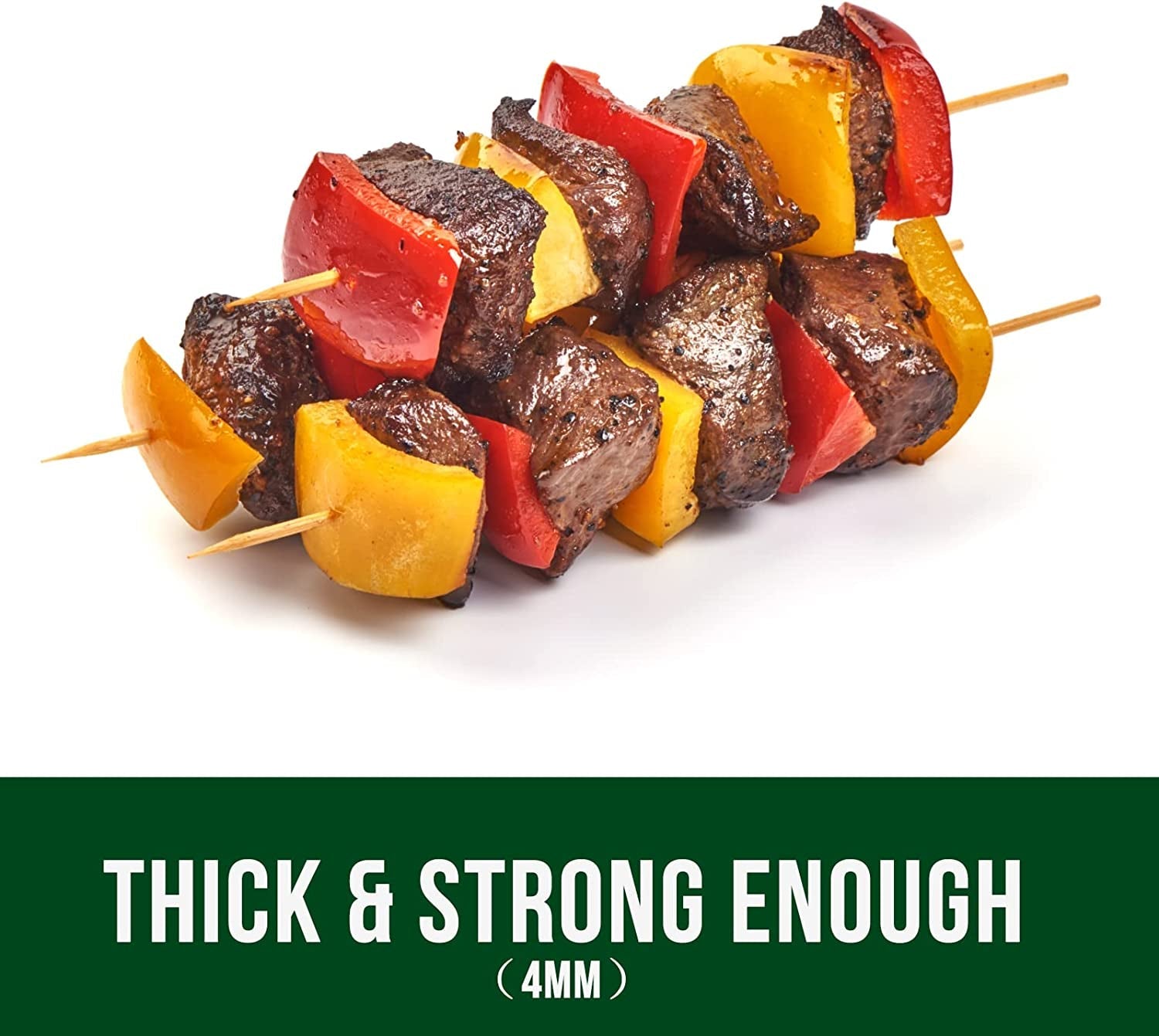 Garsum Natural BBQ Bamboo Skewers. Wooden Skewers for Assorted Fruits. Kebabs. Grill. Highly Renewable Natural Resources. Suitable for Kitchen. Party. Food Catering and Crafting 6(100 PCS) - Image 2