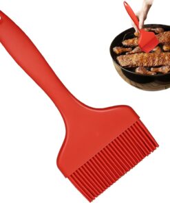 Silicone Basting Brush. Large BBQ Pastry Brush for Cooking. Extra Wide Basting Brush for Grilling Cooking Baking. Kitchen Brush Heat Resistant BBQ Food Brush for Sauce Butter Oil Marinades(Red)