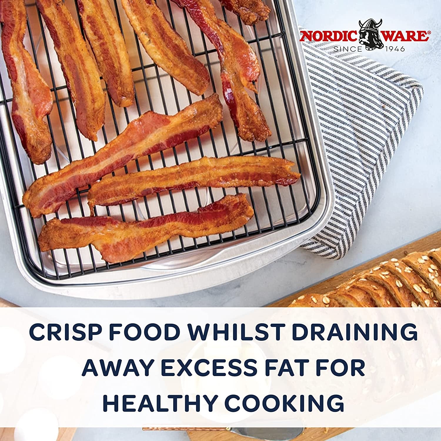 Nordic Ware Oven Crisp Baking Tray. 17.10 X 12.40 X 1.40 Inches. Natural - Image 2