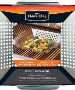 Mr. Bar-B-Q 06034Y Stainless Steel Vegetable Grill Basket | Perfect for Cooking Crispy Vegetables. Fish. and Meats on the Grill or BBQ | Built in Handles | Great for Cookouts and Camping