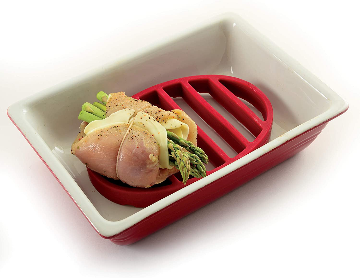 Norpro 405 Oval Silicone Roast Rack. Red 9X6 - Image 7