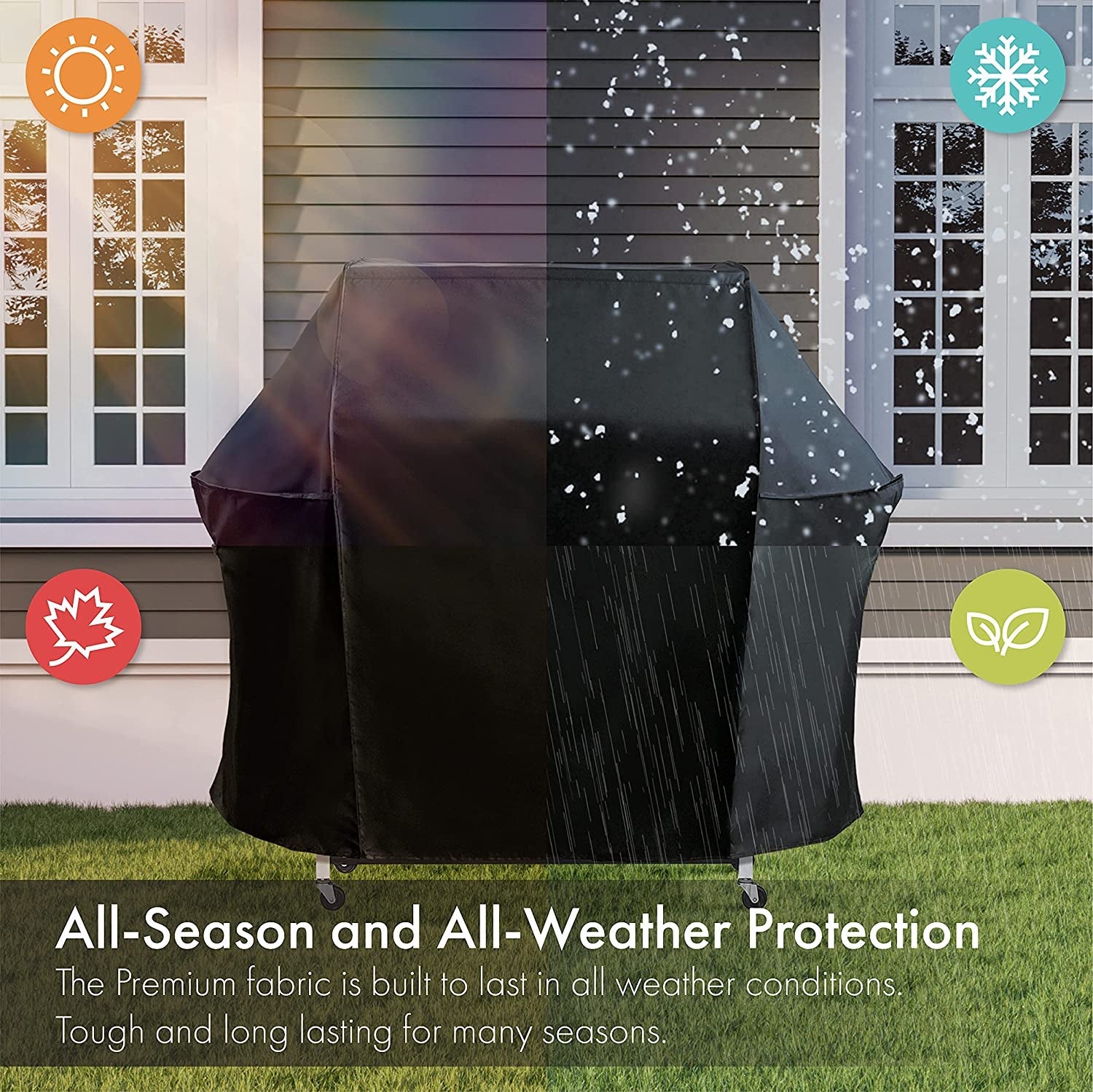 G128 - Black Grill Cover. 30 Inch Gas Grill Cover Waterproof. UV Resistant BBQ Grill Cover. Fits Most Brands of Grills - Black - Image 2