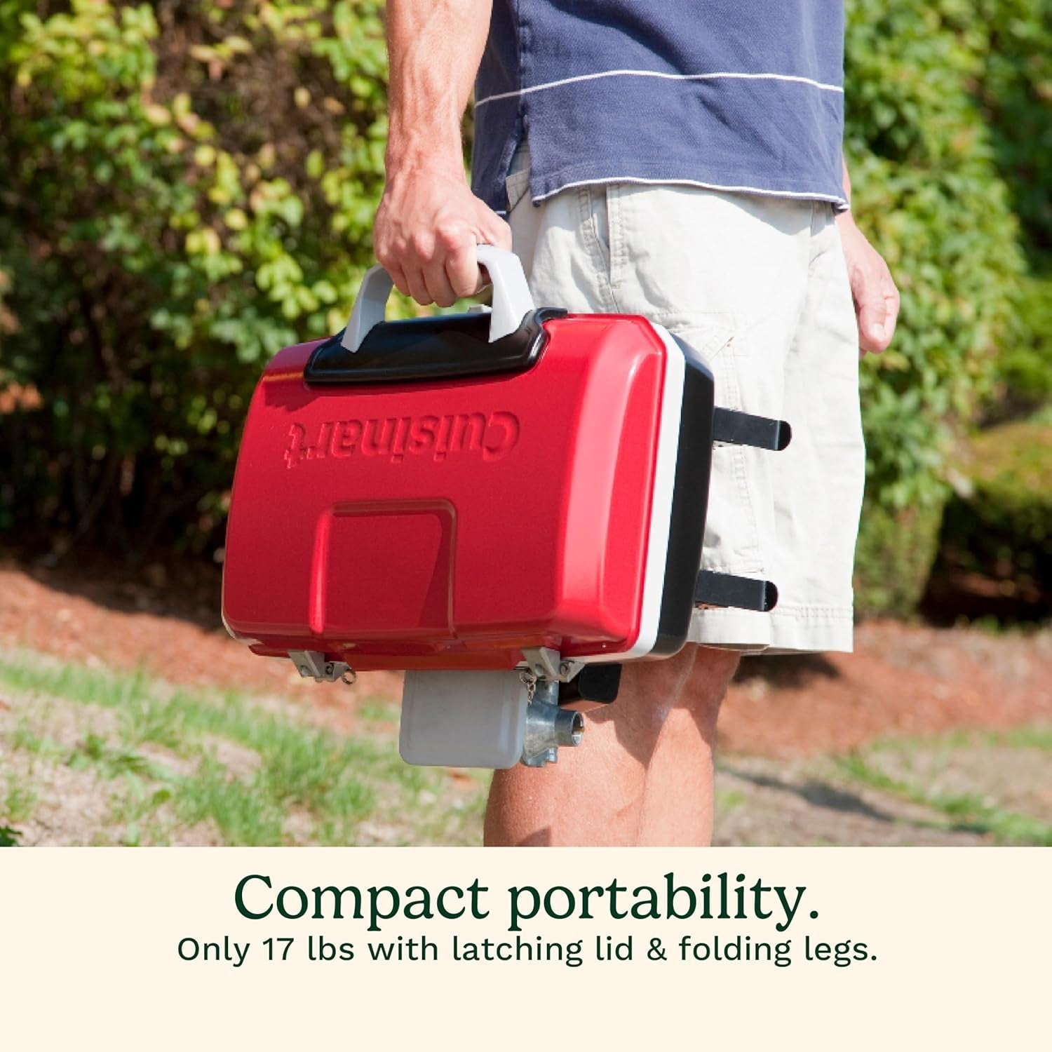 Cuisinart Petite Gourmet Portable Gas Grill. Compact & Lightweight Tabletop Small Grill for Bbqs. Camping. Tailgates & Small Spaces. 5.500 BTU Burner Folding with Carry Handles. Red - Image 7