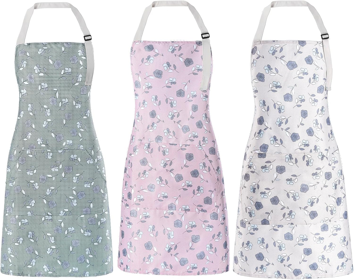 Apron for Women with Pockets. 3 Pcs Waterproof Floral Apron with Adjustable Neck Strap for Cooking. Baking. Gardening. Art Craft - Image 8