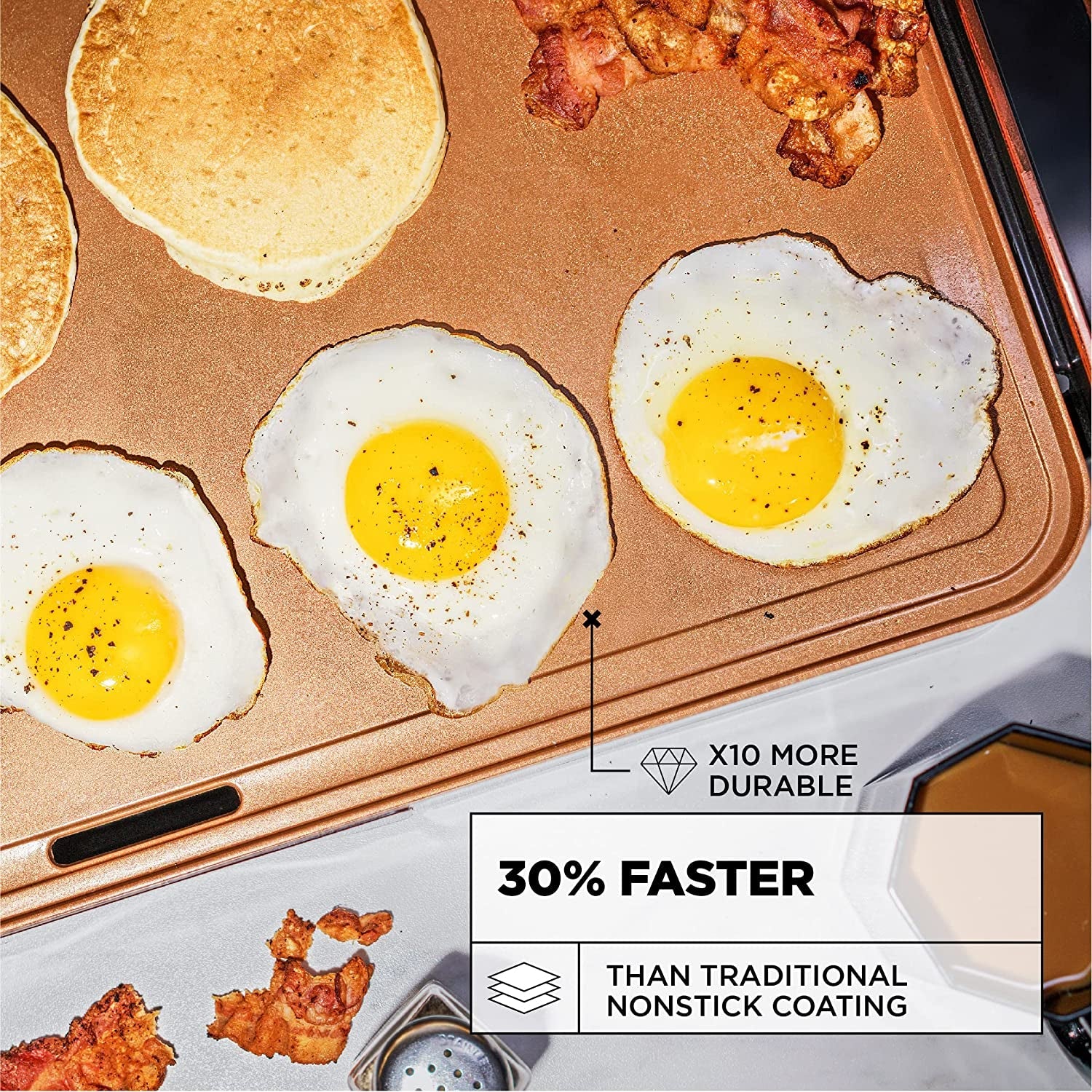 Electric Griddle with Nonstick Ceramic Coating. Cool-Touch Handles. and Slide-Out Drip Tray - Indoor Grill for Breakfast. Eggs. Pancakes. and Burgers - Image 5