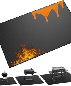 65 X 40 Inch Heavy Duty Large under Grill Mats for Outdoor Grill. Double-Sided Fireproof. Waterproof. Oil Proof Deck and Patio Protector Mat. BBQ Mat Grill Floor Mats Fireplace Fire Pit Mat