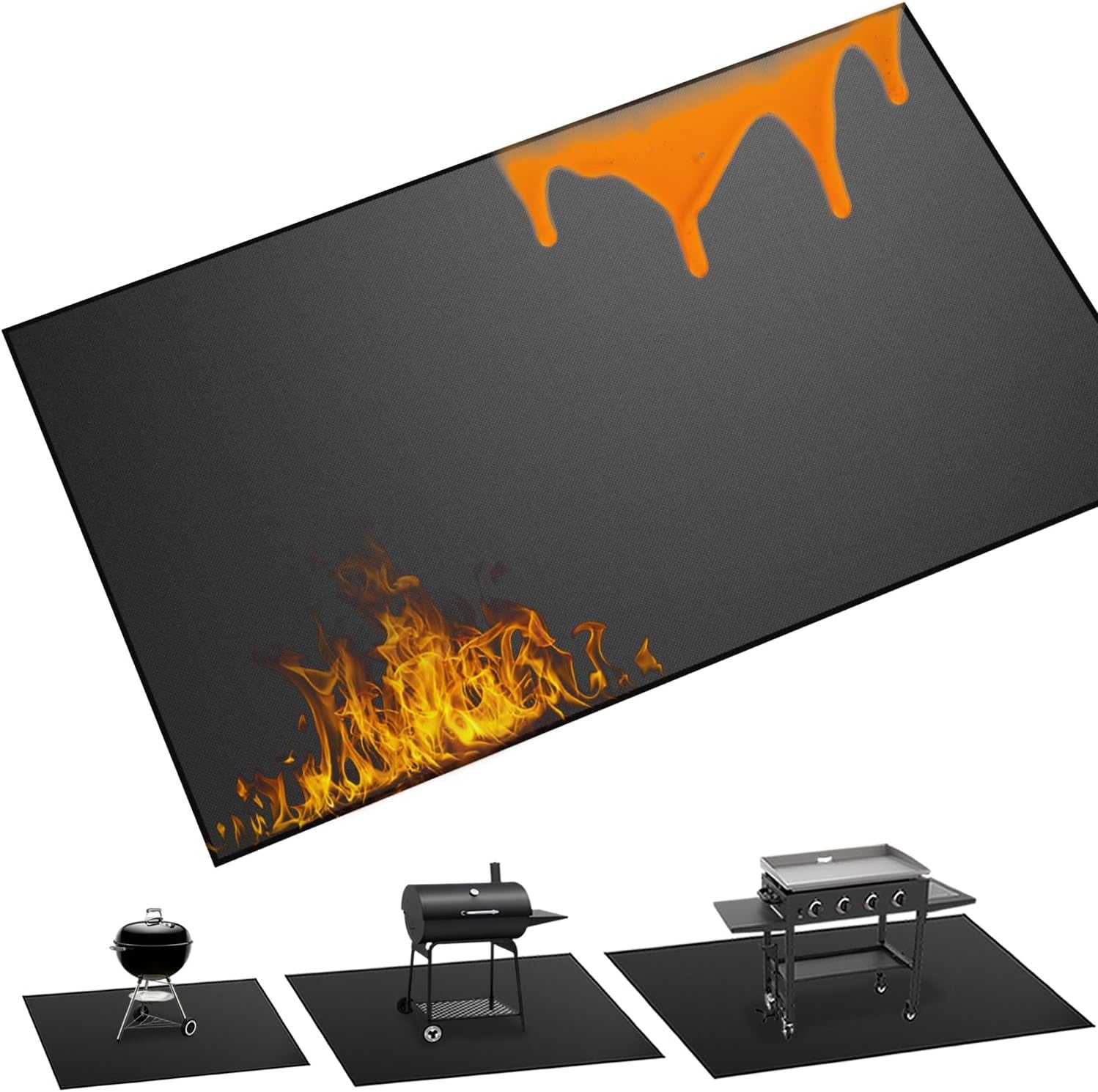 65 X 40 Inch Heavy Duty Large under Grill Mats for Outdoor Grill. Double-Sided Fireproof. Waterproof. Oil Proof Deck and Patio Protector Mat. BBQ Mat Grill Floor Mats Fireplace Fire Pit Mat