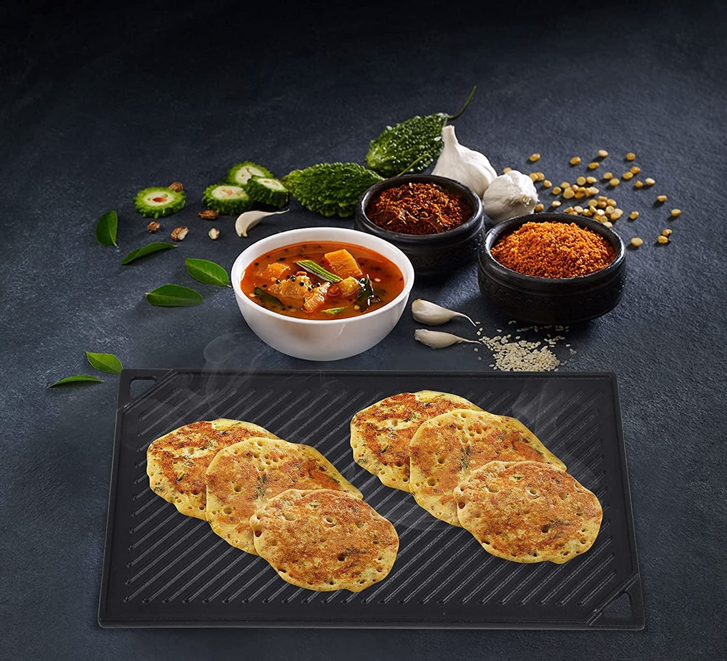 Cast Iron Reversible Griddle. 16.5 Inch X 9.5 Inch Double Sided Grill Pan Perfect for Gas Grills and Stove Top - Image 6