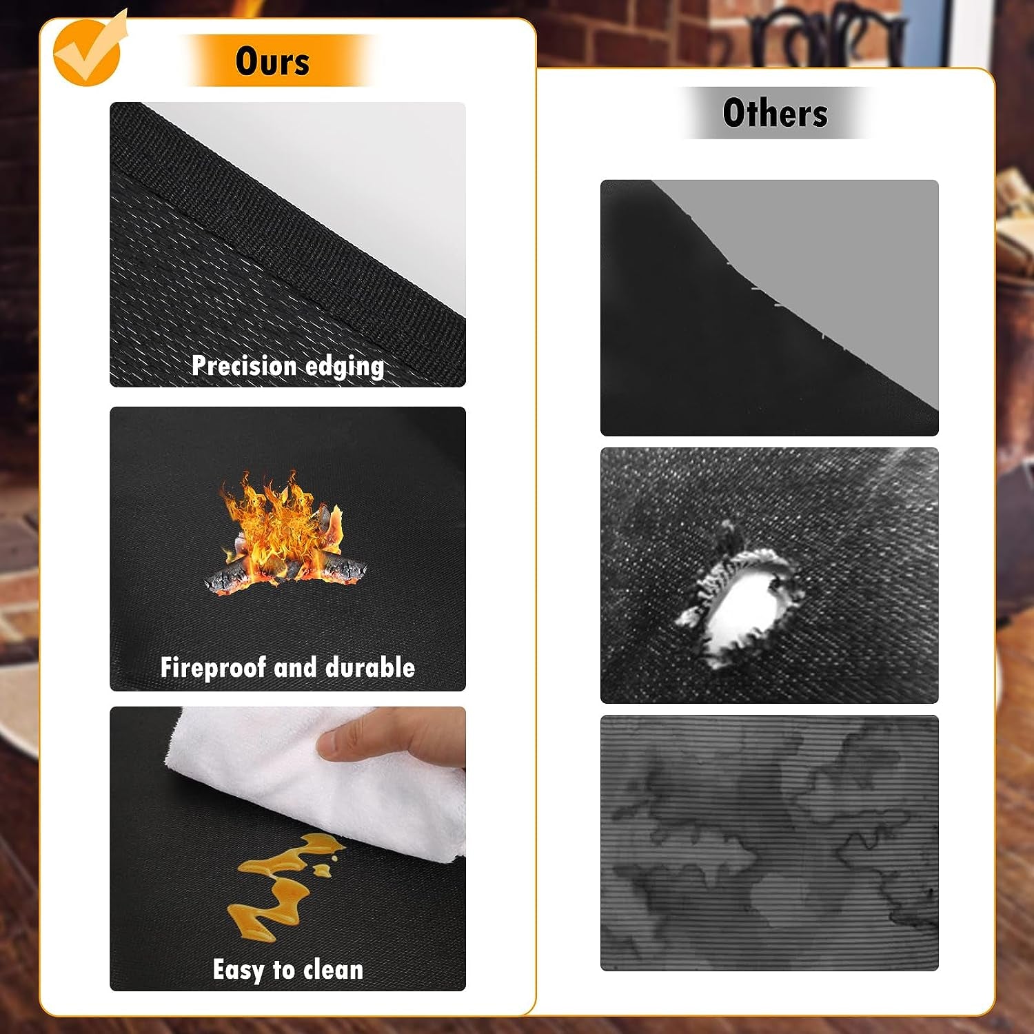 32X60 Indoor Fireplace Mat Fire Pit Mat.Under Grill Mat for Outdoor Grill Deck.Fire Resistant Floor Covering Protector.Oil-Proof Waterproof BBQ Fireproof Mat.Flame-Resistant Pad - Image 4