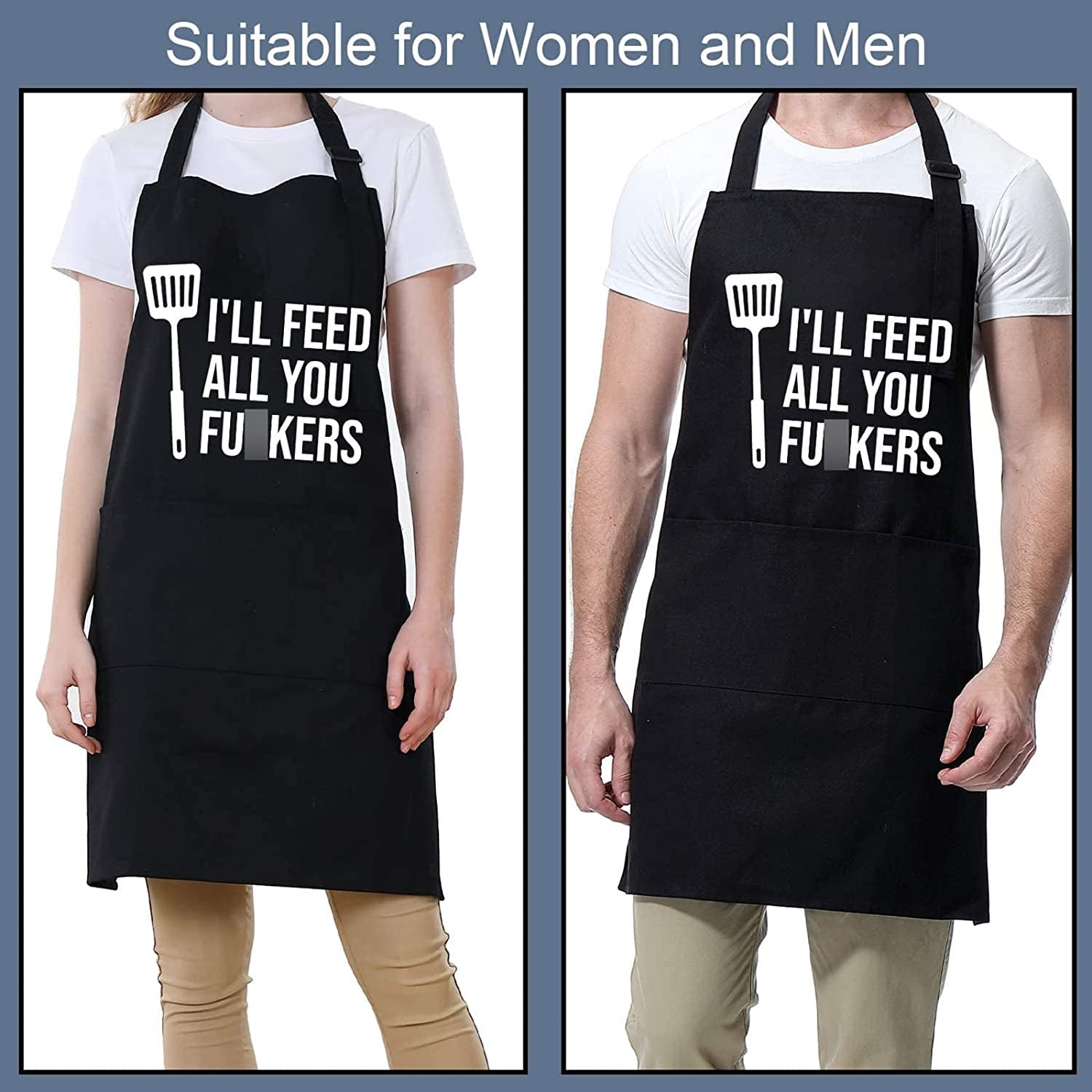 Miracu Funny Cooking Aprons for Men Women. Funny Dad Gifts for Mens Father. Mom - Fathers Day Presents. Birthday Gifts for Dad Step Brother Boyfriend Husband. Cool BBQ Grilling Kitchen Chef Apron - Image 4