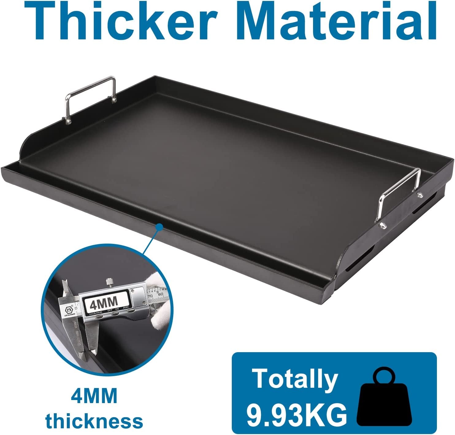 25 X 16 Nonstick Coating Cooking Griddle for Gas Grill. Universal Griddle Flat Top Plate Insert with Grease Groove and Removable Handles for Charcoal/Gas Grills. Camping. Tailgating. Parties - Image 5