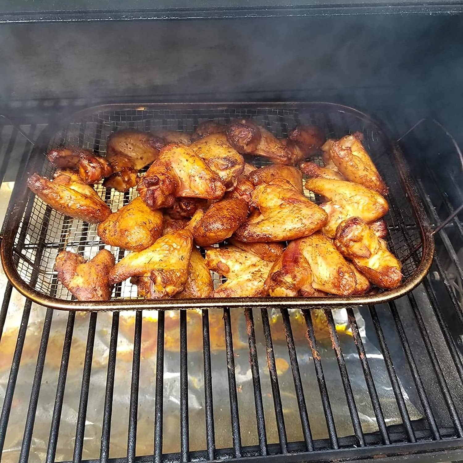 WUWEOT Grill Basket. Vegetable Barbecue Basket. 15 X 11 Stainless Steel Square Wire Mesh Grilling Basket Roasting Pan with Two Handles for Vegetables. Chicken. Meats and Fish - Image 3