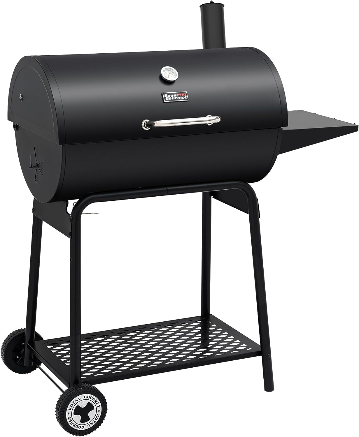 Royal Gourmet CC1830 30 Barrel Charcoal Grill with Side Table. 627 Square Inches. Outdoor Backyard. Patio and Parties. Black
