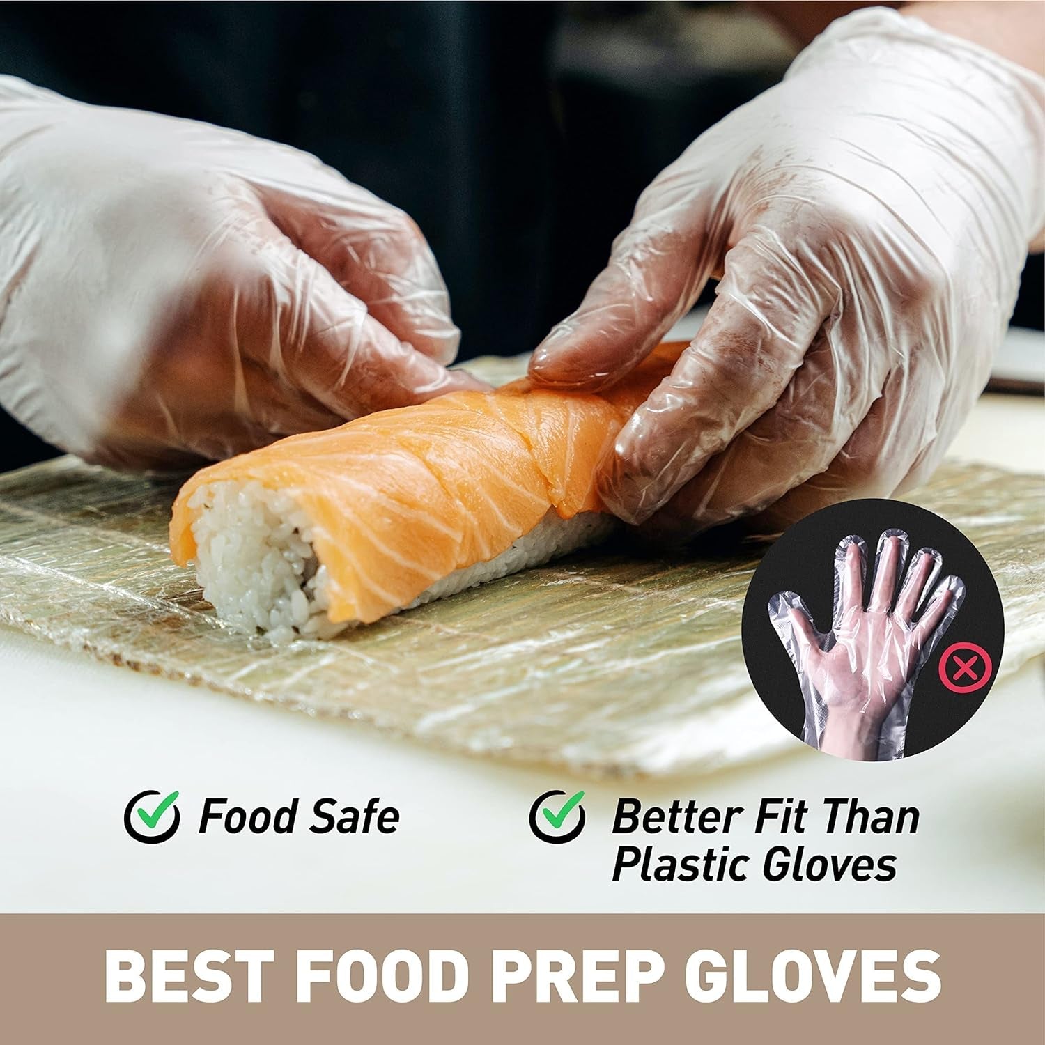 Disposable Gloves M. Food Safe| Latex-Free and Powder-Free Clear Vinyl Gloves for Cooking. Food Prep. Household Cleaning. Exam| Medium.100 Counts/Box - Image 3