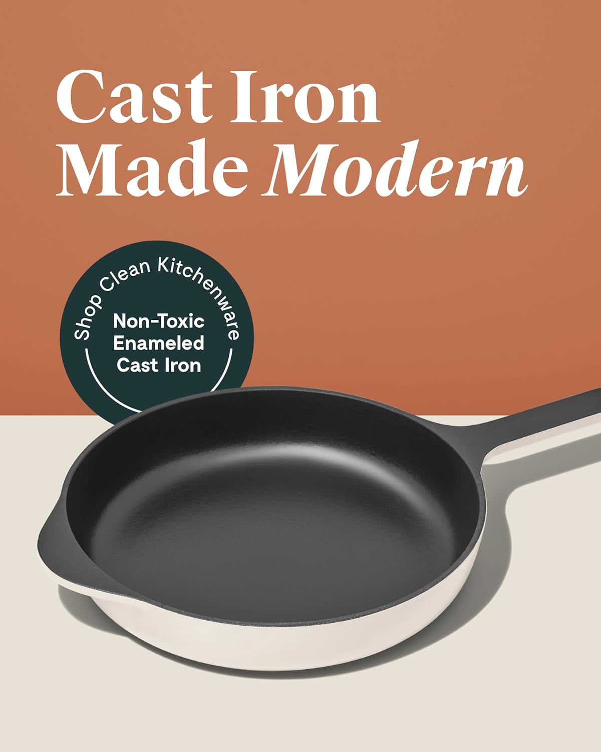 Caraway Cast Iron Skillet - 10.5 Enameled Cast Iron Pan with 3 Layer Enamel Coating - No Seasoning Required - Compatible with All Stovetops - Free from Forever Chemicals - Charcoal - Image 2