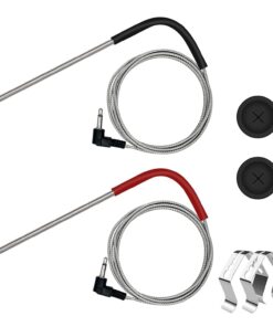 2-Pack Temp Meat Probe Replacement for Pit Boss Pellet Grills and Smokers. 3.5Mm Plug Thermometer Probes with 2 Pack Probe Grommets and Probe Clips