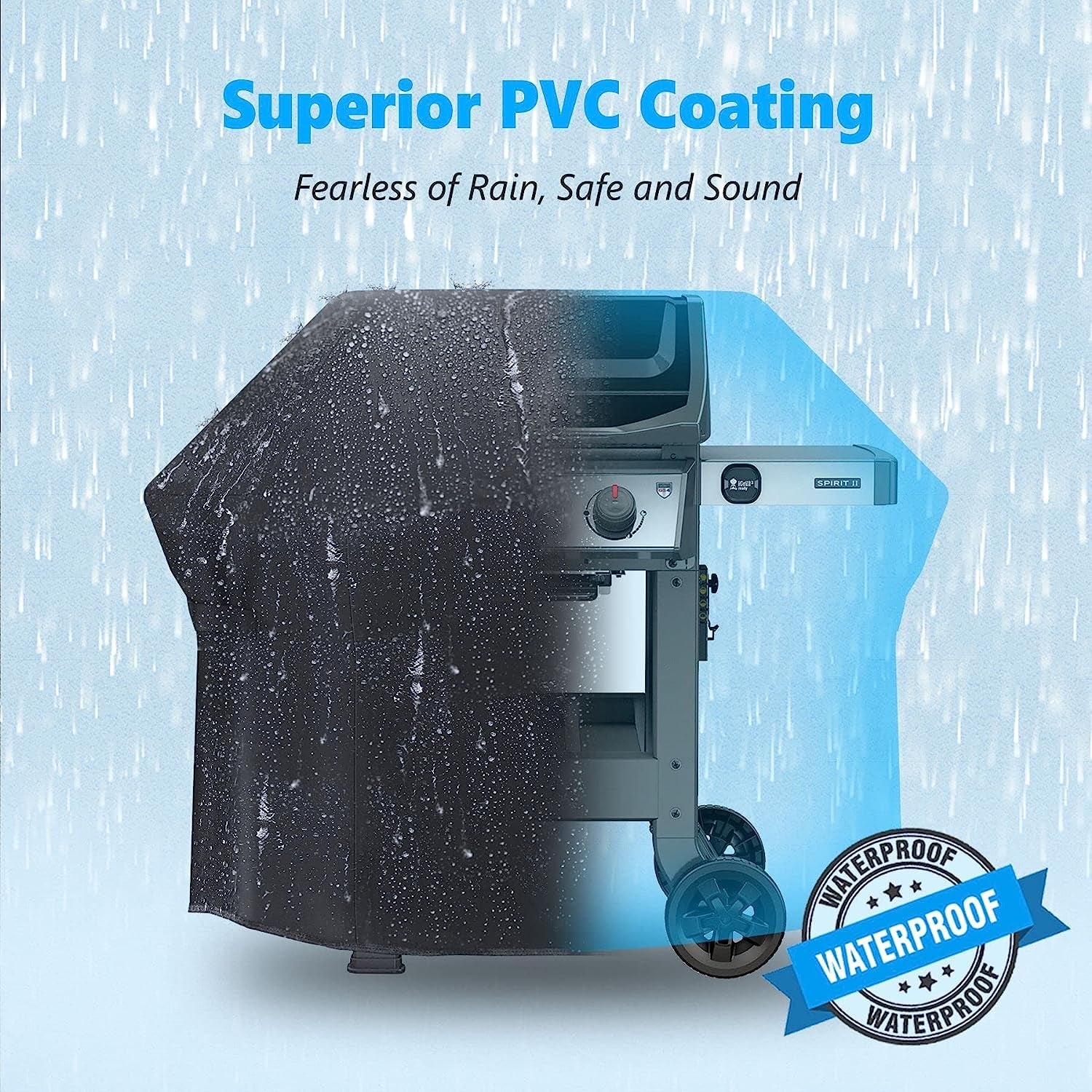 Homwanna Grill Cover 55 Inch - Superior Gas Grill Cover for Outdoor Grill - 600D outside BBQ Covers Waterproof Heavy Duty for Weber. Dyna-Glo. Char-Broil. Nexgrill. Brinkmann. Monument Barbecue Grill - Image 6